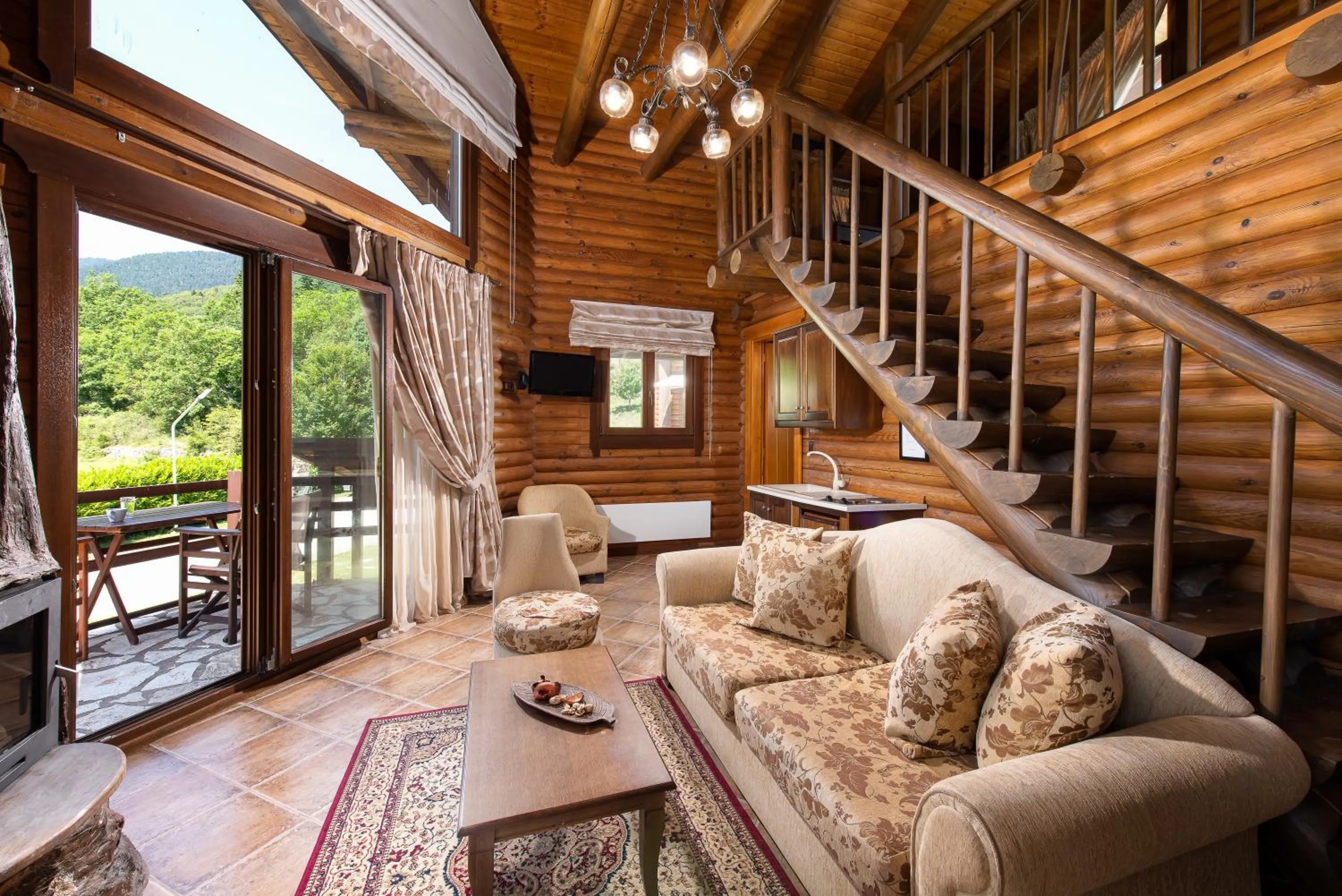 Seating area in Natura Chalets