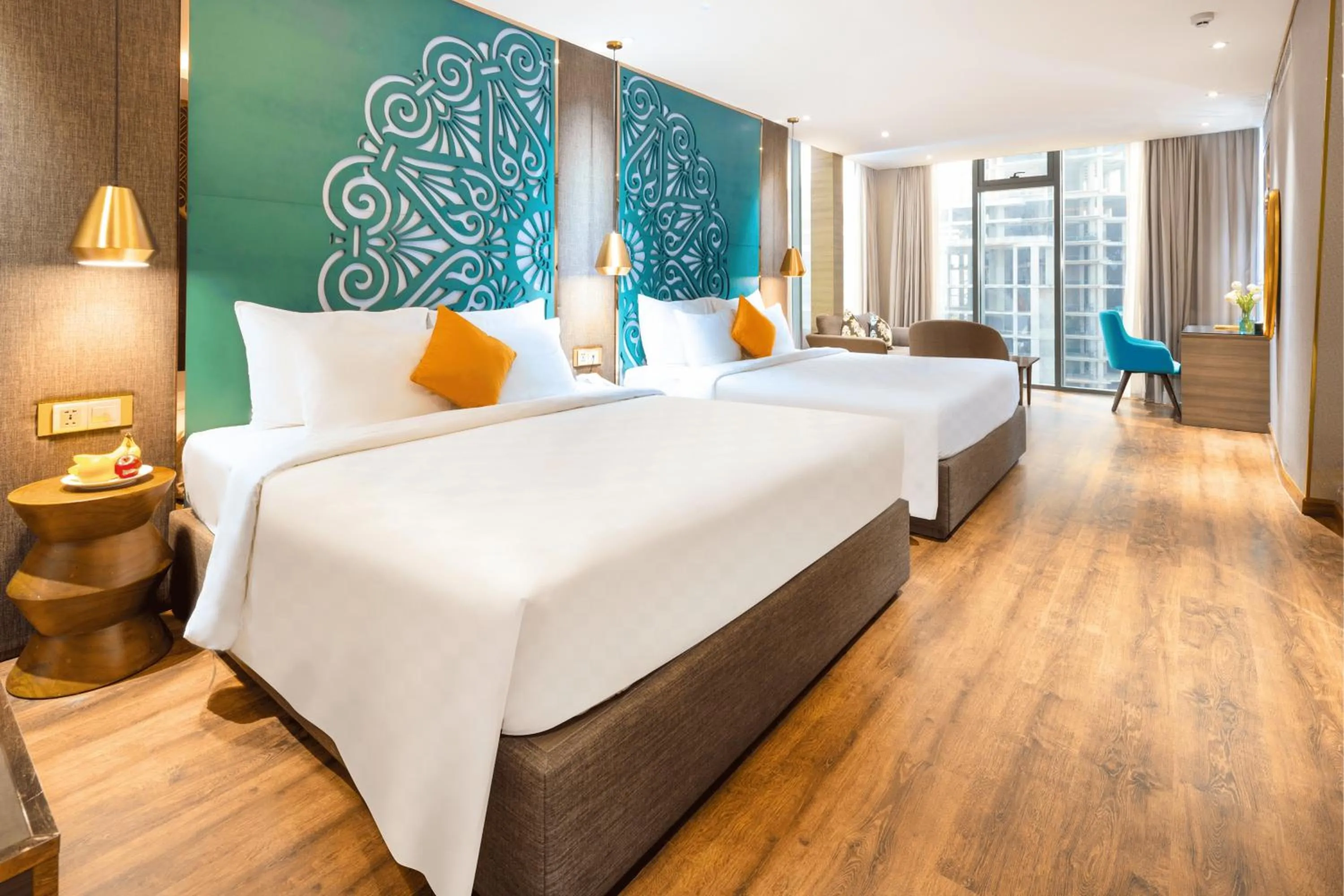 Bed in Winsuites Saigon Hotel