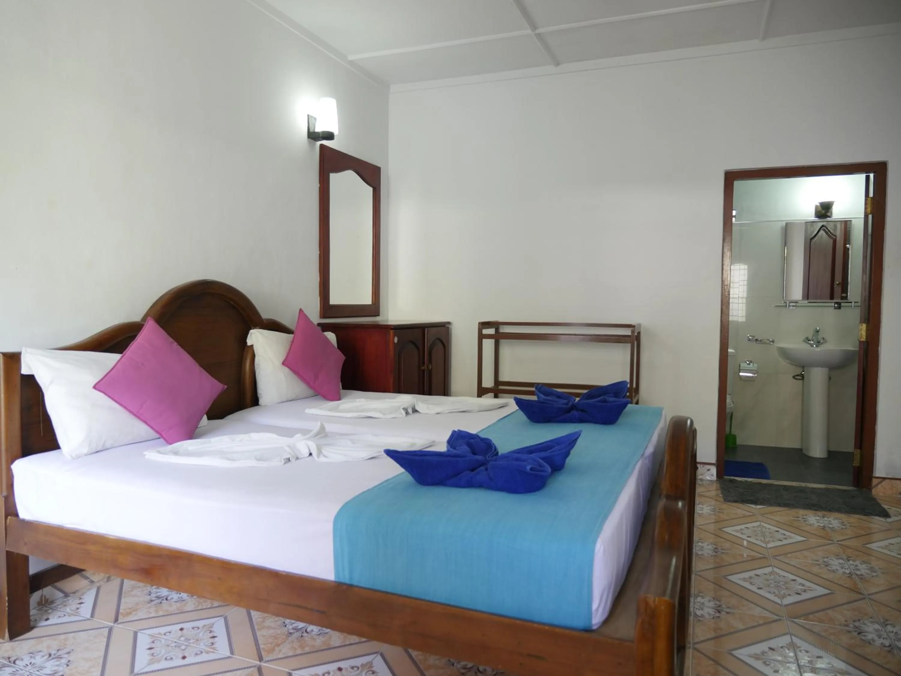 Bedroom, Bed in Ocean View tourist guest house at Negombo beach near the airport