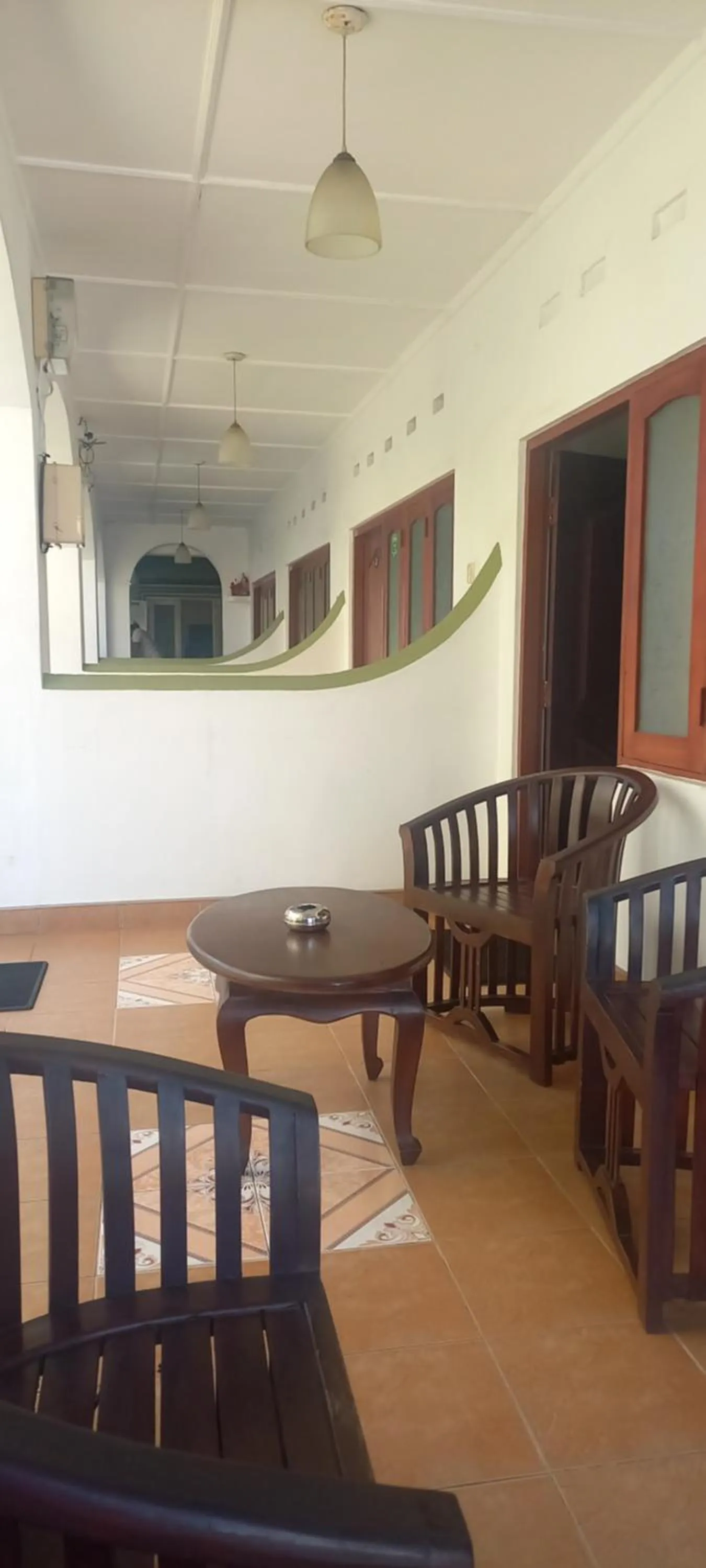 Seating area in Ocean View tourist guest house at Negombo beach near the airport