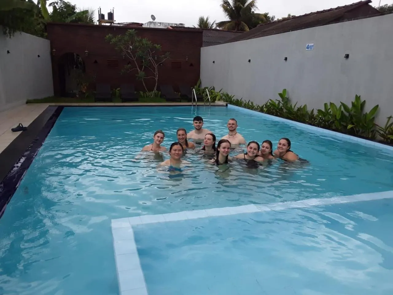 Swimming pool in Ocean View tourist guest house at Negombo beach near the airport