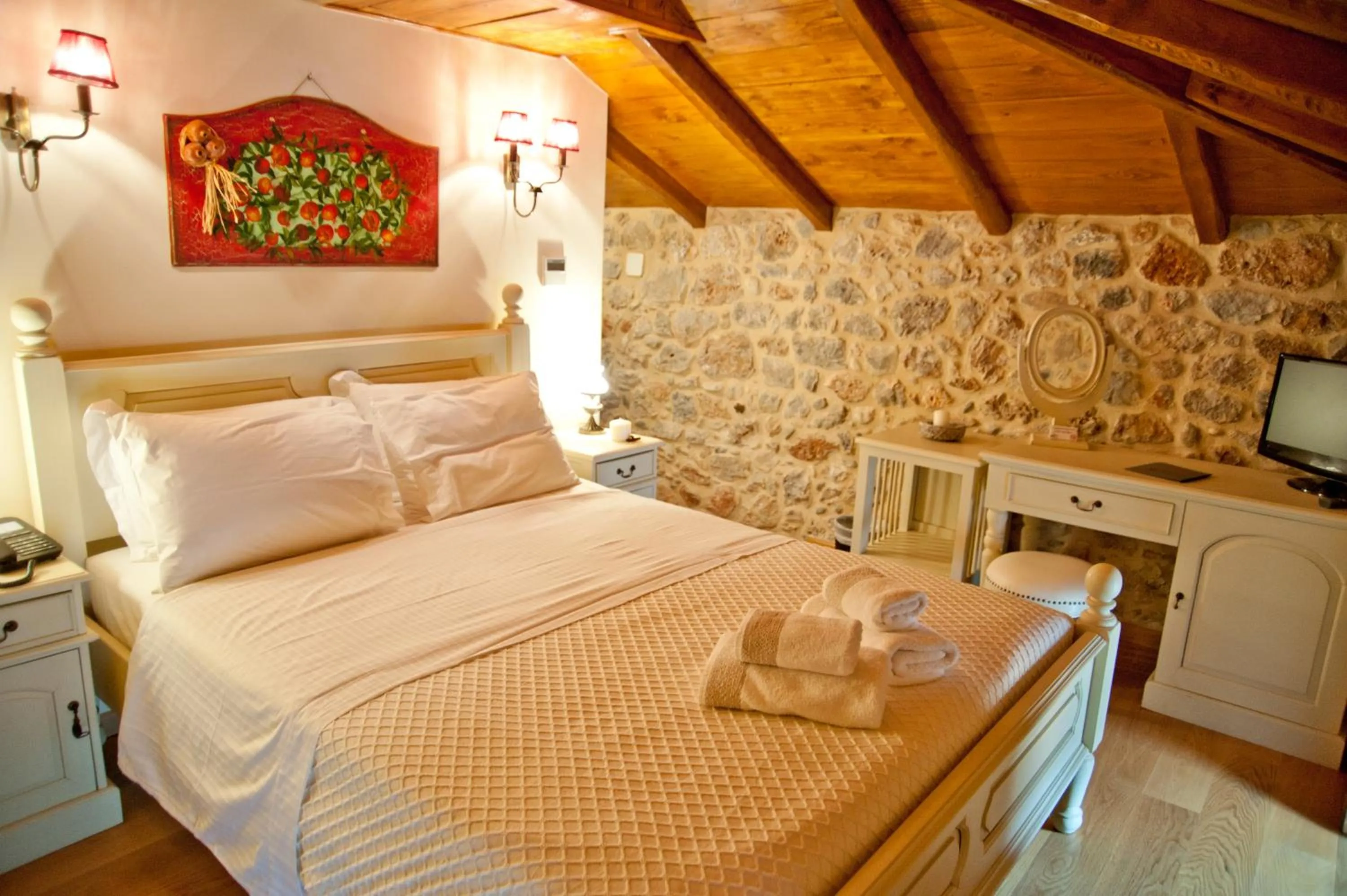 Photo of the whole room, Bed in Archontiko Hatzipanayioti