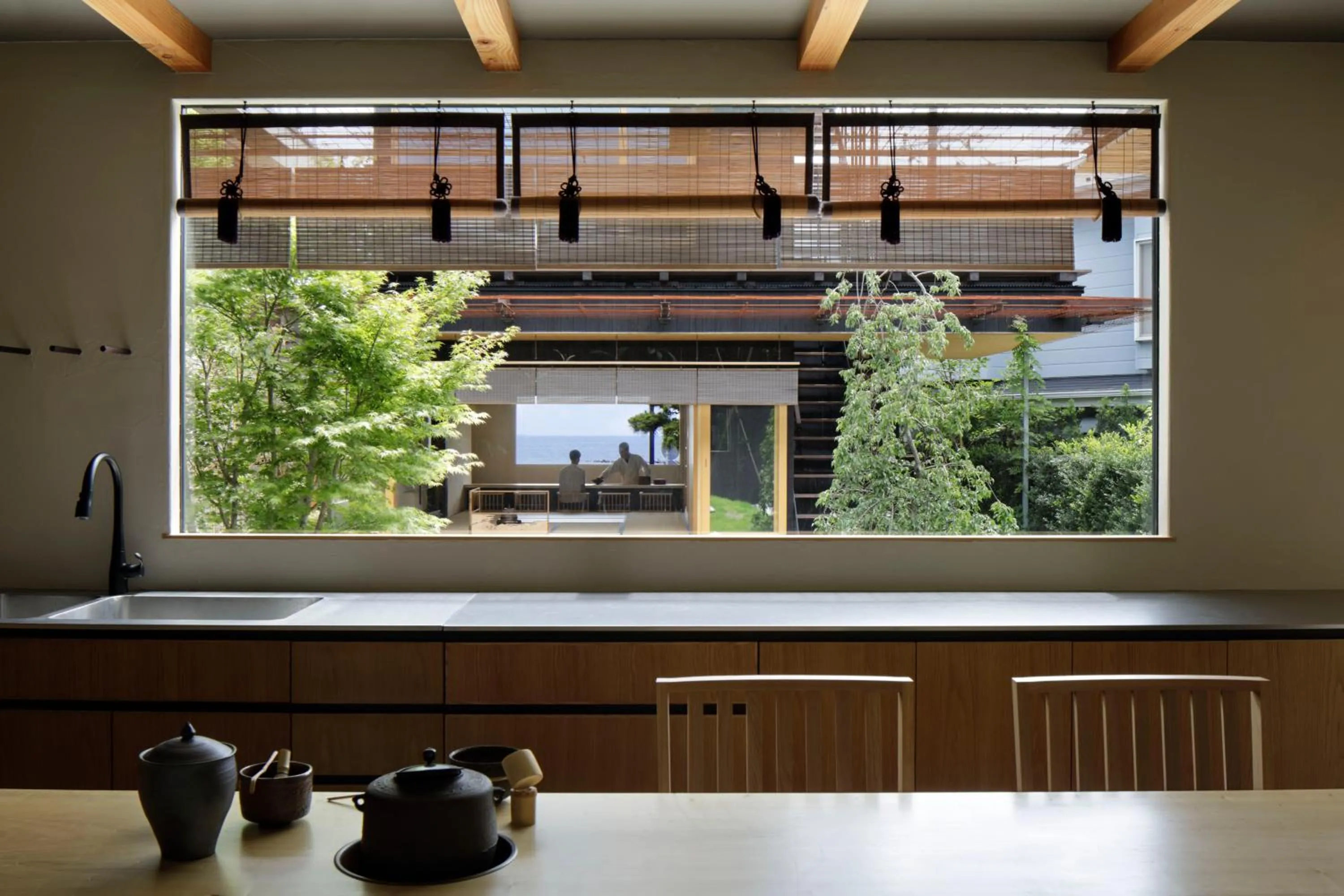 Lounge or bar in modern ryokan kishi-ke