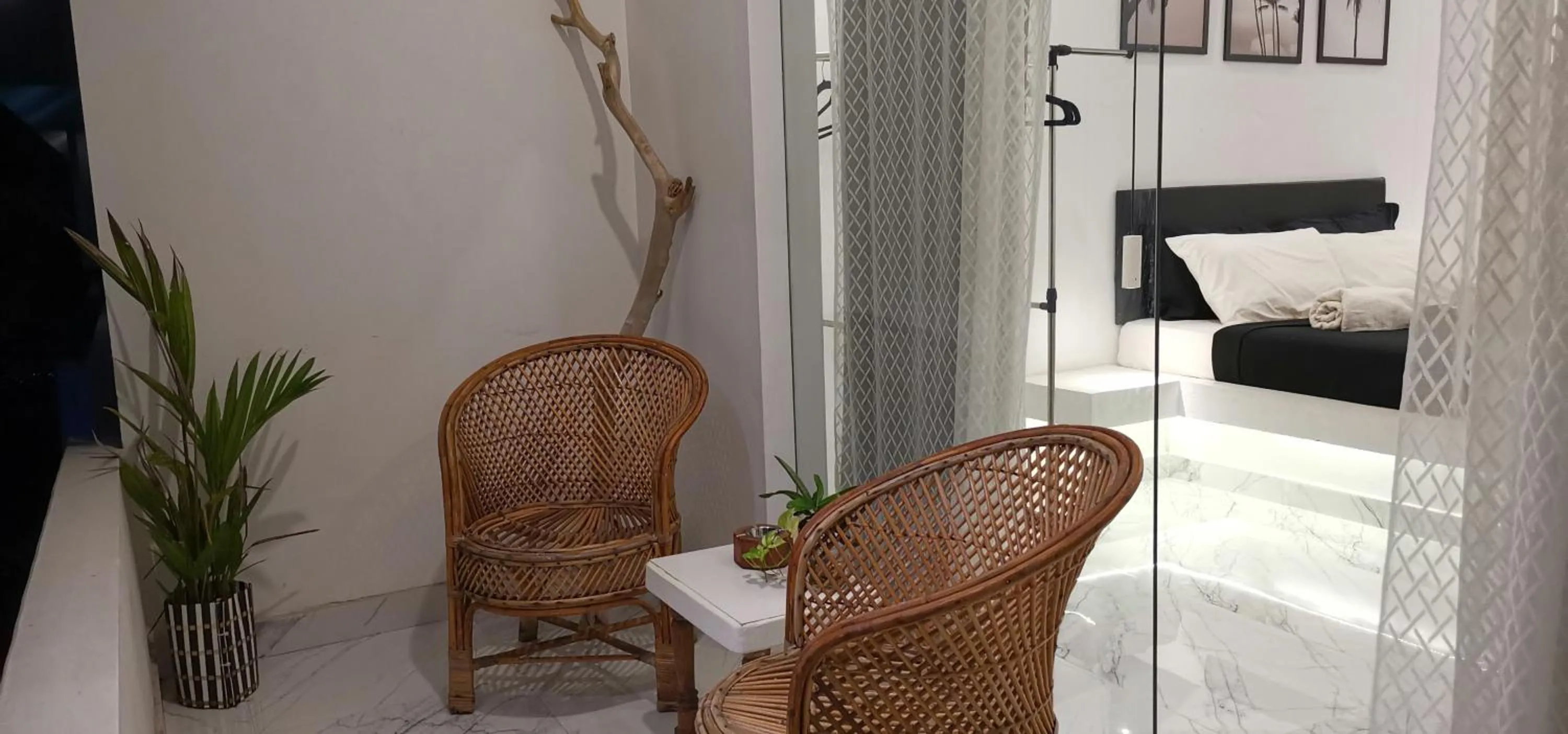 Balcony/Terrace, Bed in Satta Beach Deluxe