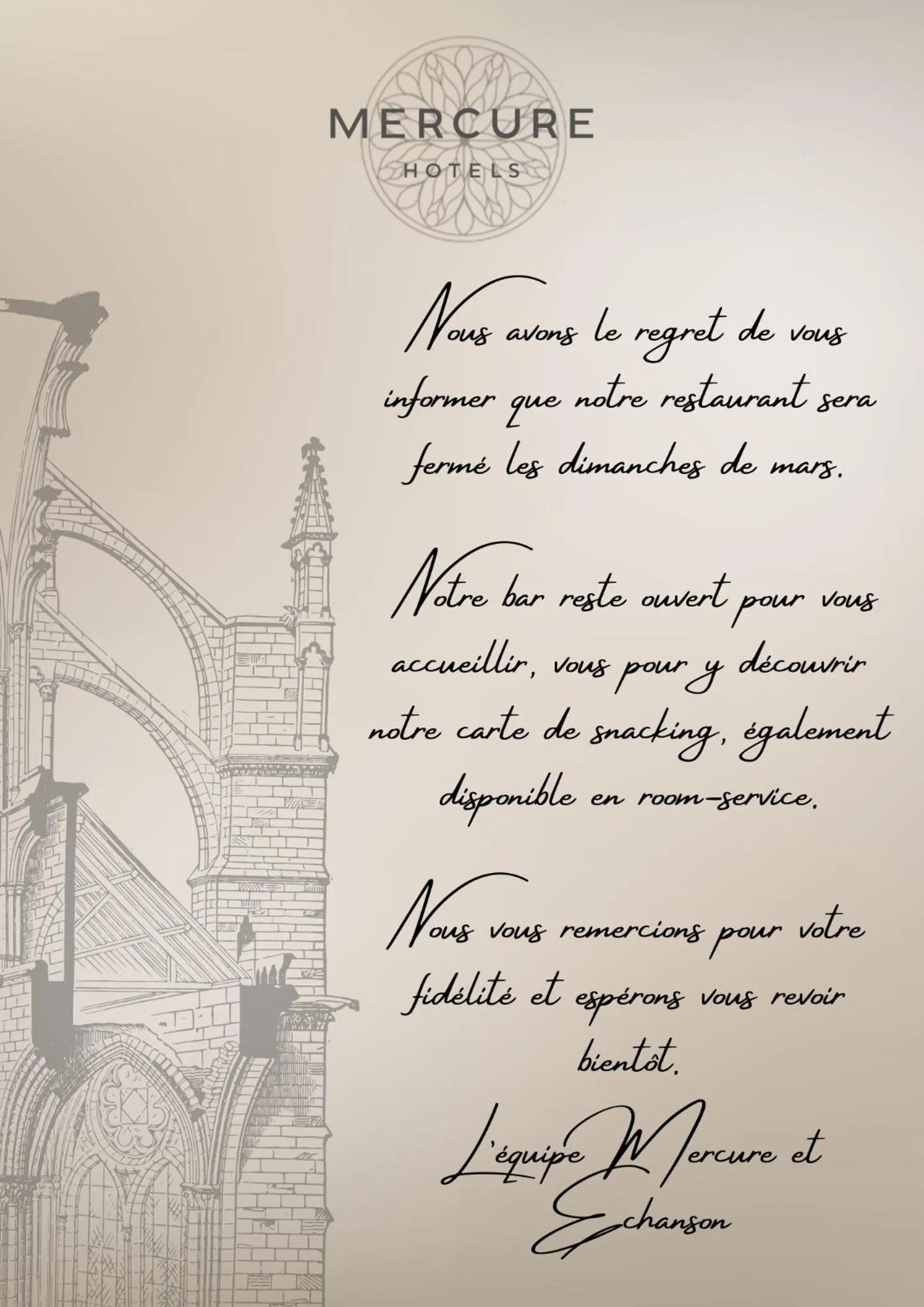 Restaurant/places to eat in Mercure Amiens Cathédrale