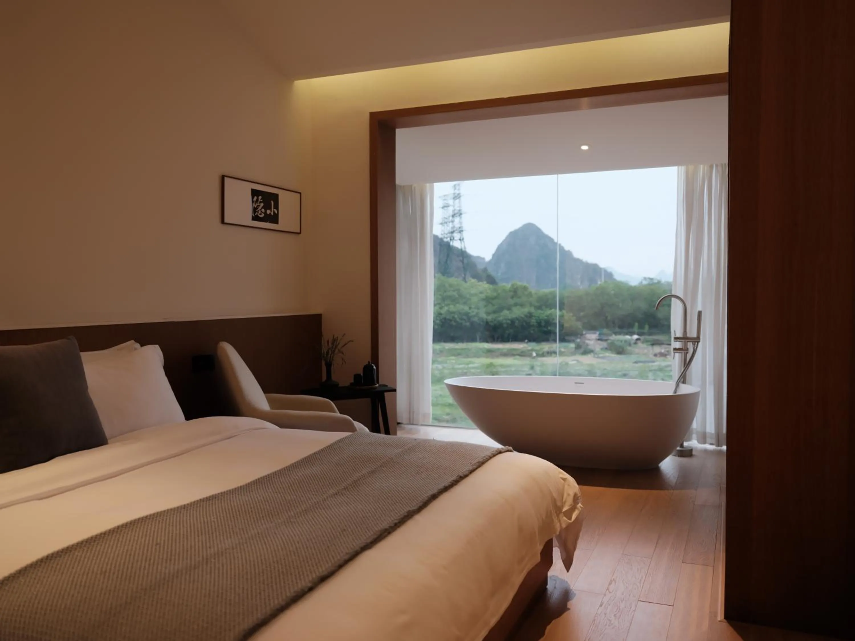 Natural landscape, Bed in Guilin Bonjour Boutique Hotel- Free pick up service over 3 nights