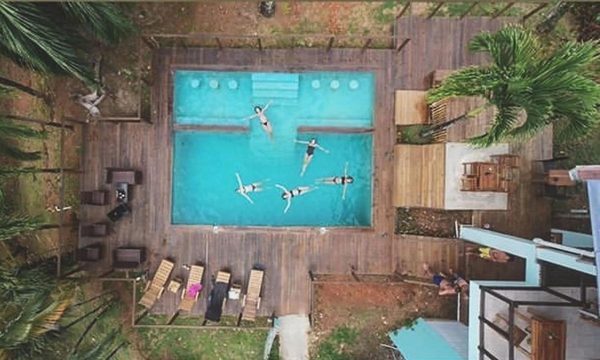 Pool view in Bird Island Bungalows