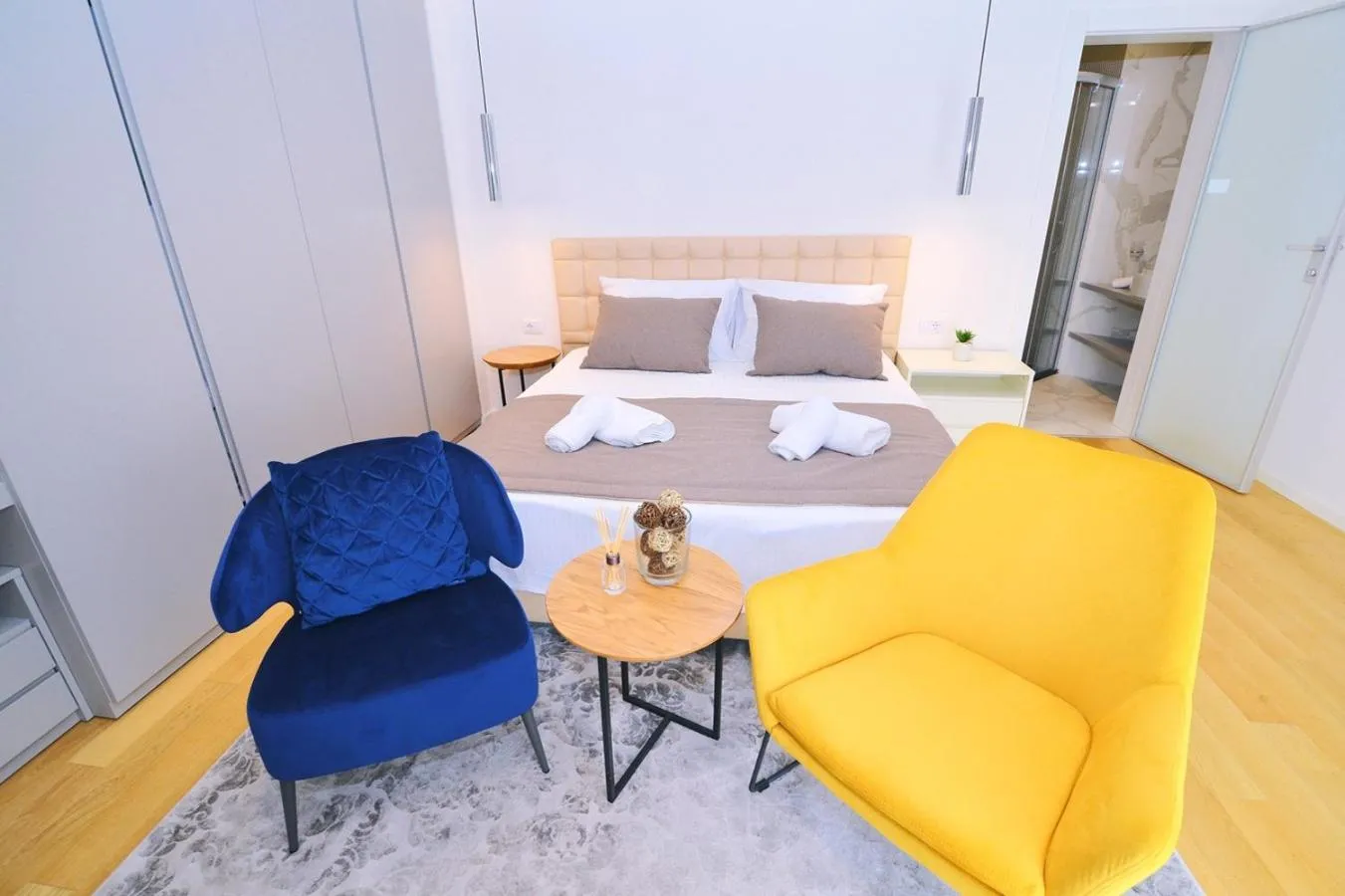 Bed in Apartments in Villa Ziza, rooftop swimming pool