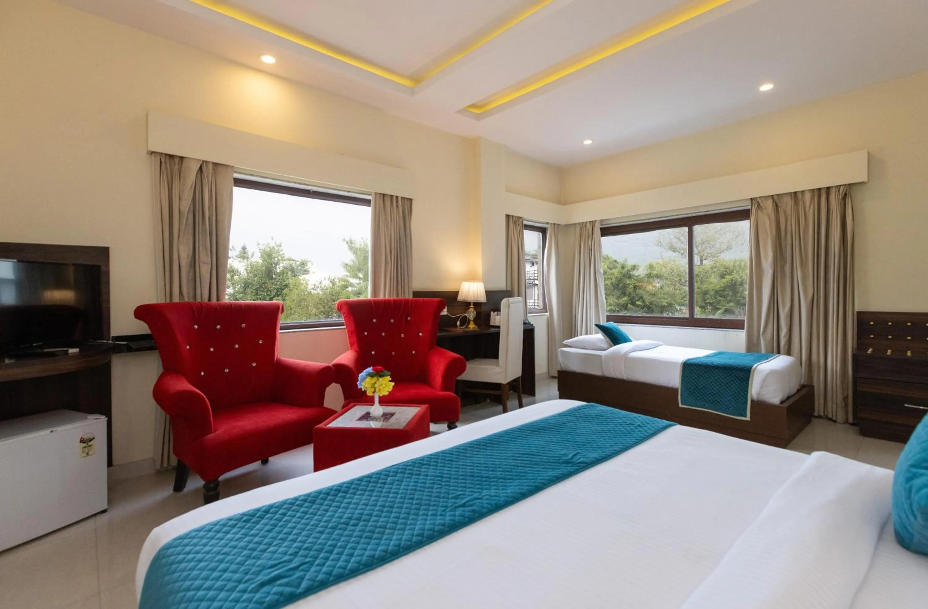 View (from property/room), Bed in Indira Nikunj Rubystone Exotic