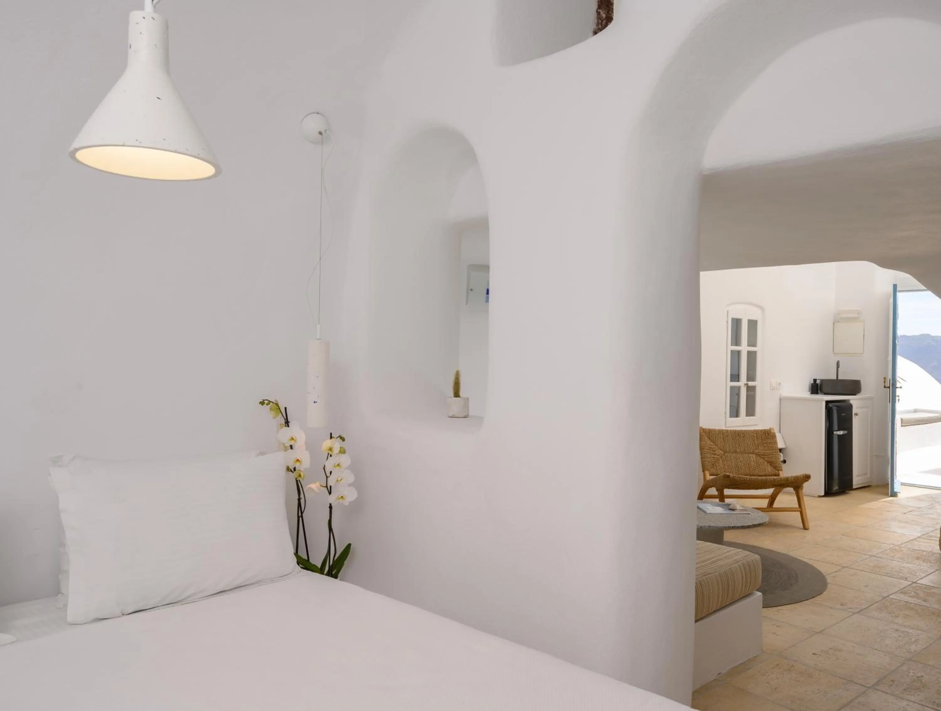 Bedroom, Bed in Nano Oia Villas