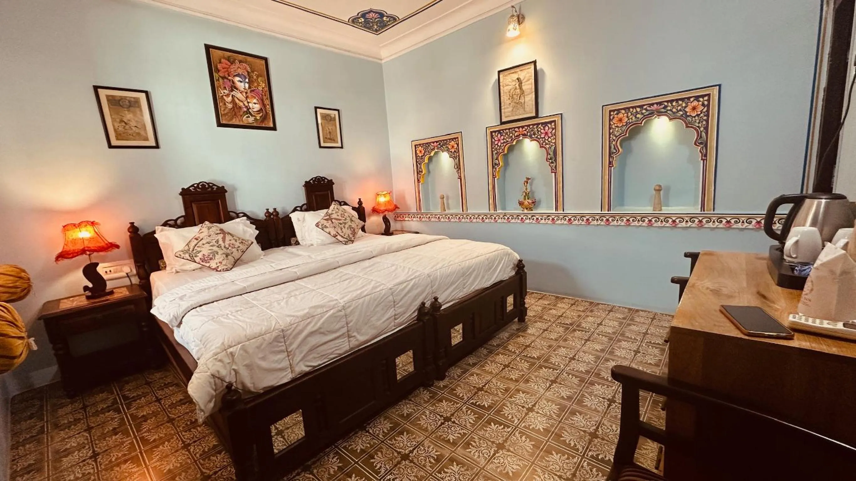 Bed in Haveli Bundi Inn