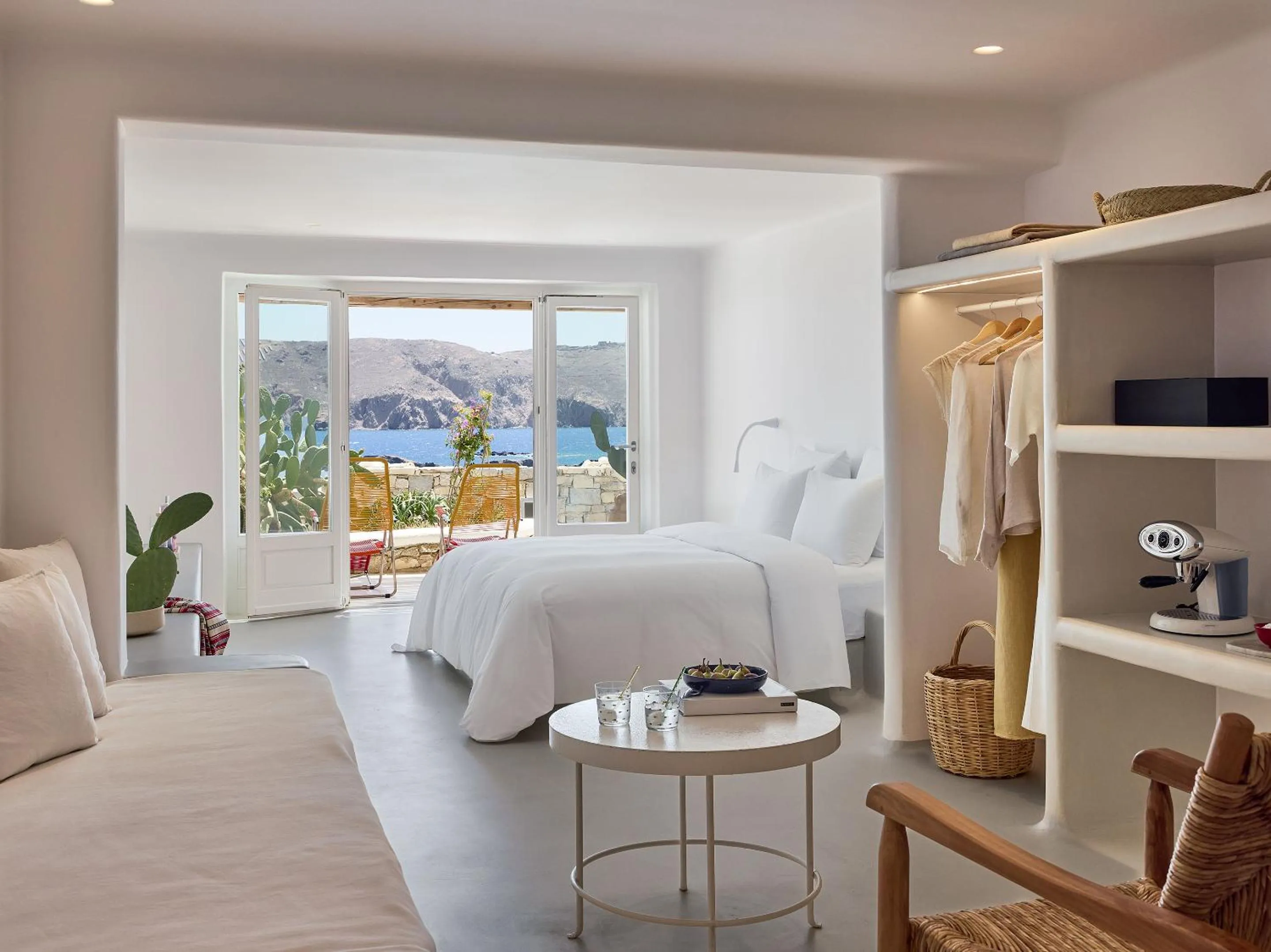 Coffee/tea facilities, Bed in Mykonos Lolita, A Grecotel Resort to Live