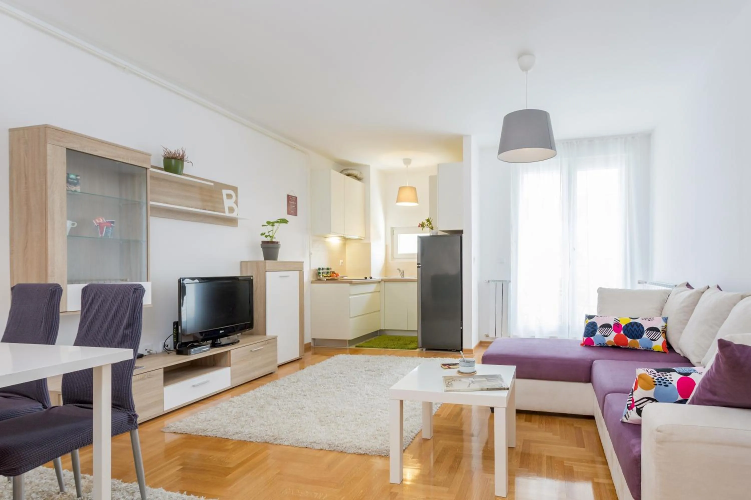 Living room in Cute and Sunny Studio in Zagreb with Balcony & Free Parking