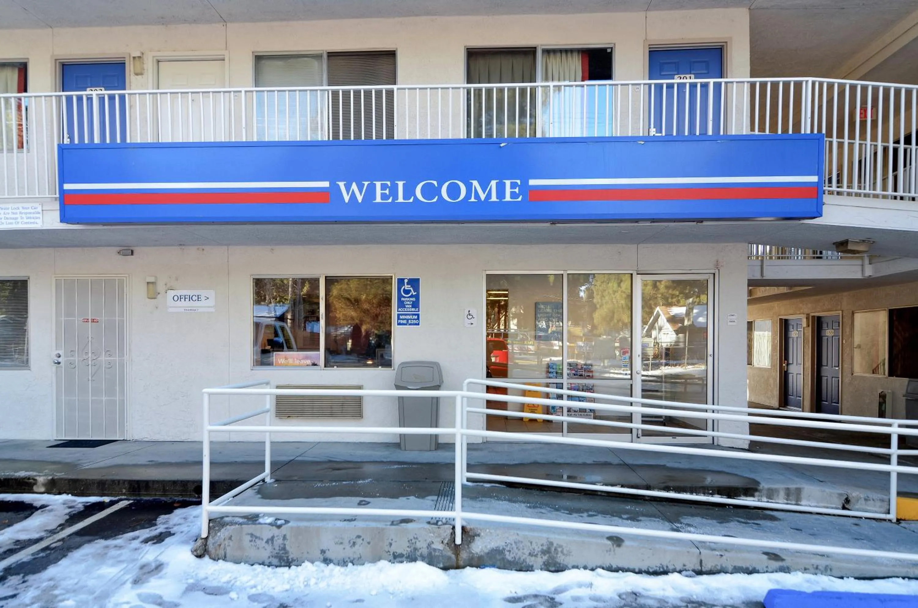 Facade/entrance in Motel 6-Big Bear Lake, CA