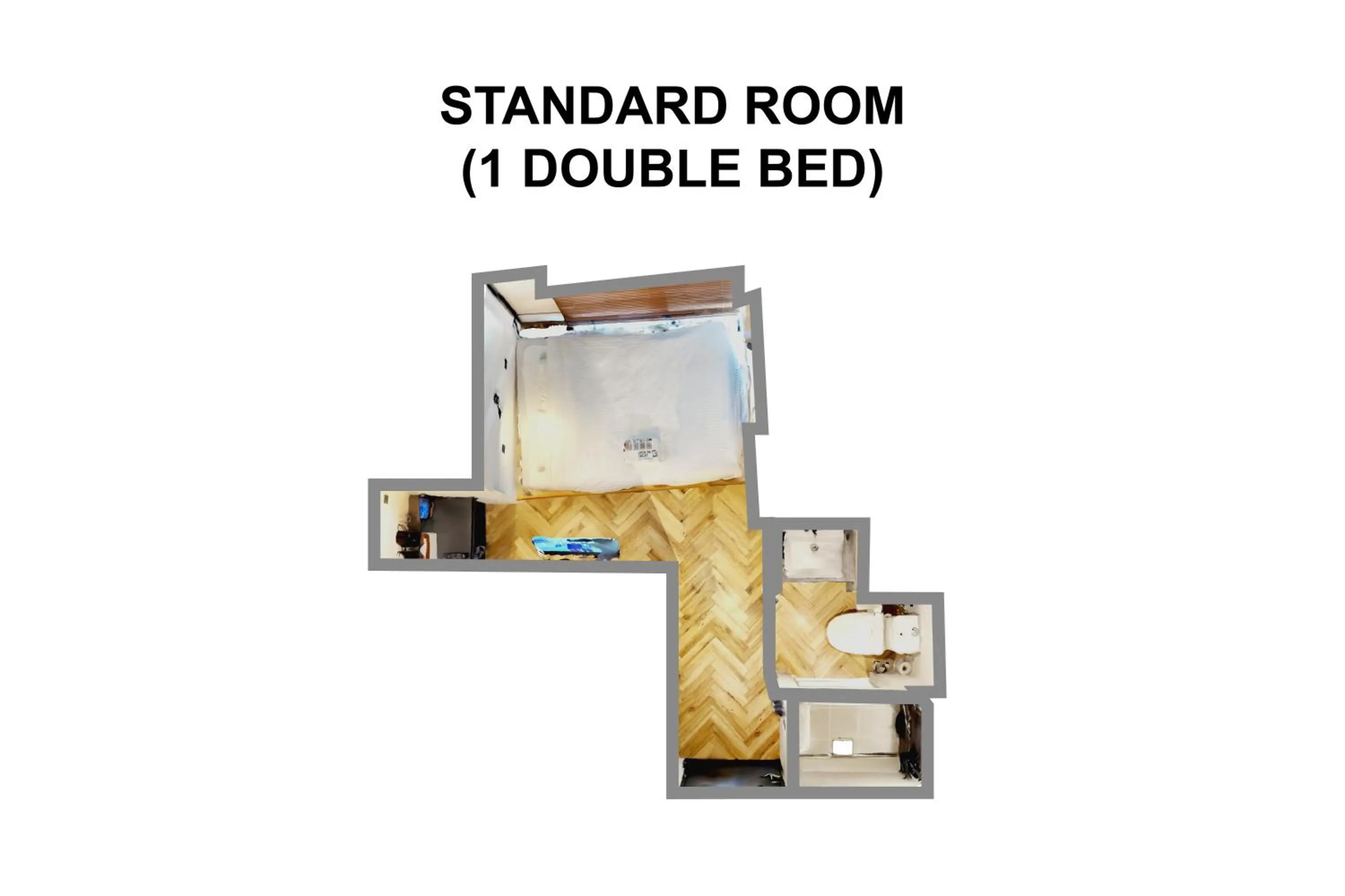 Floor plan, Bed in ZONK HOTEL Nakasu-Deaibashi