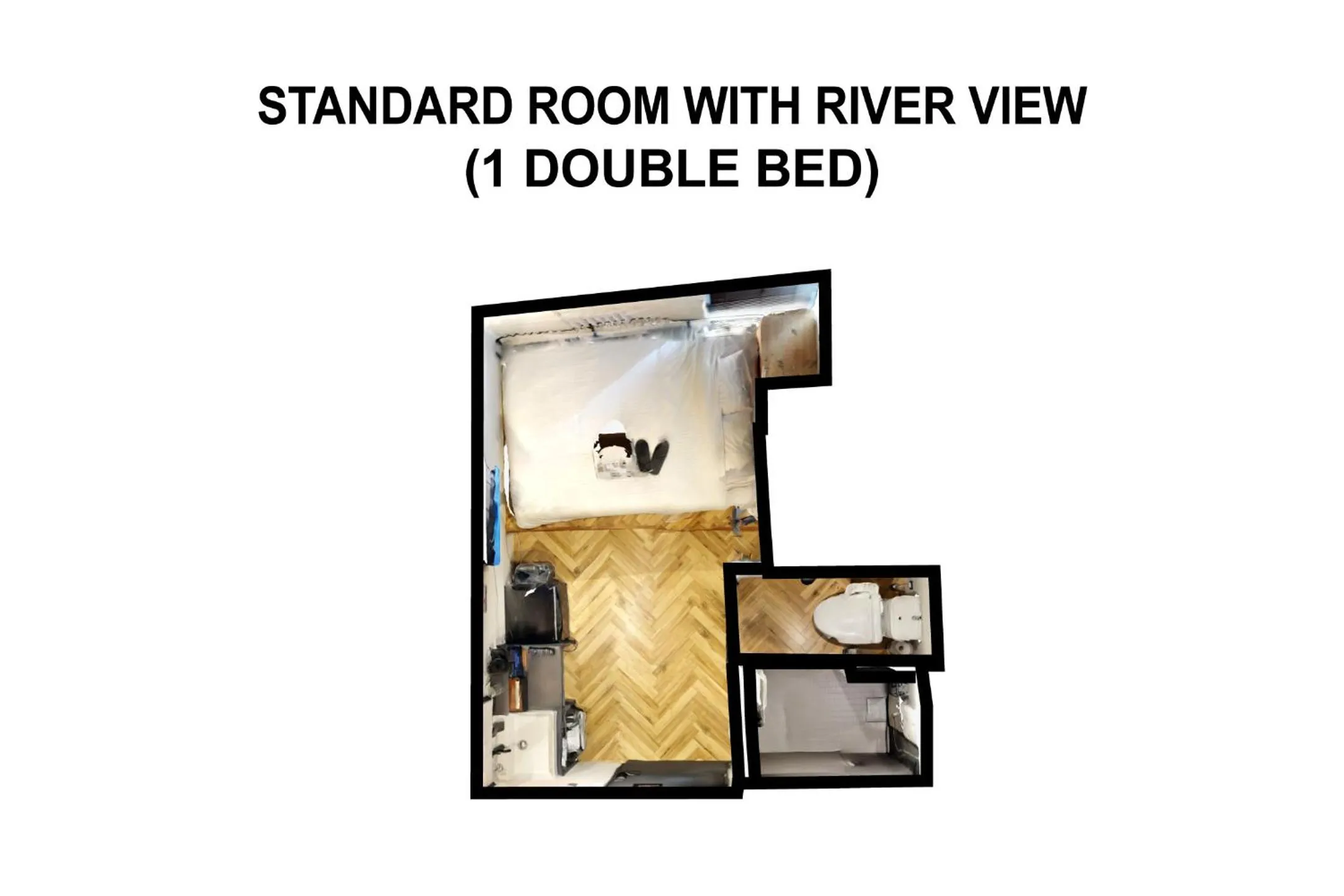 Floor plan, Bed in ZONK HOTEL Nakasu-Deaibashi
