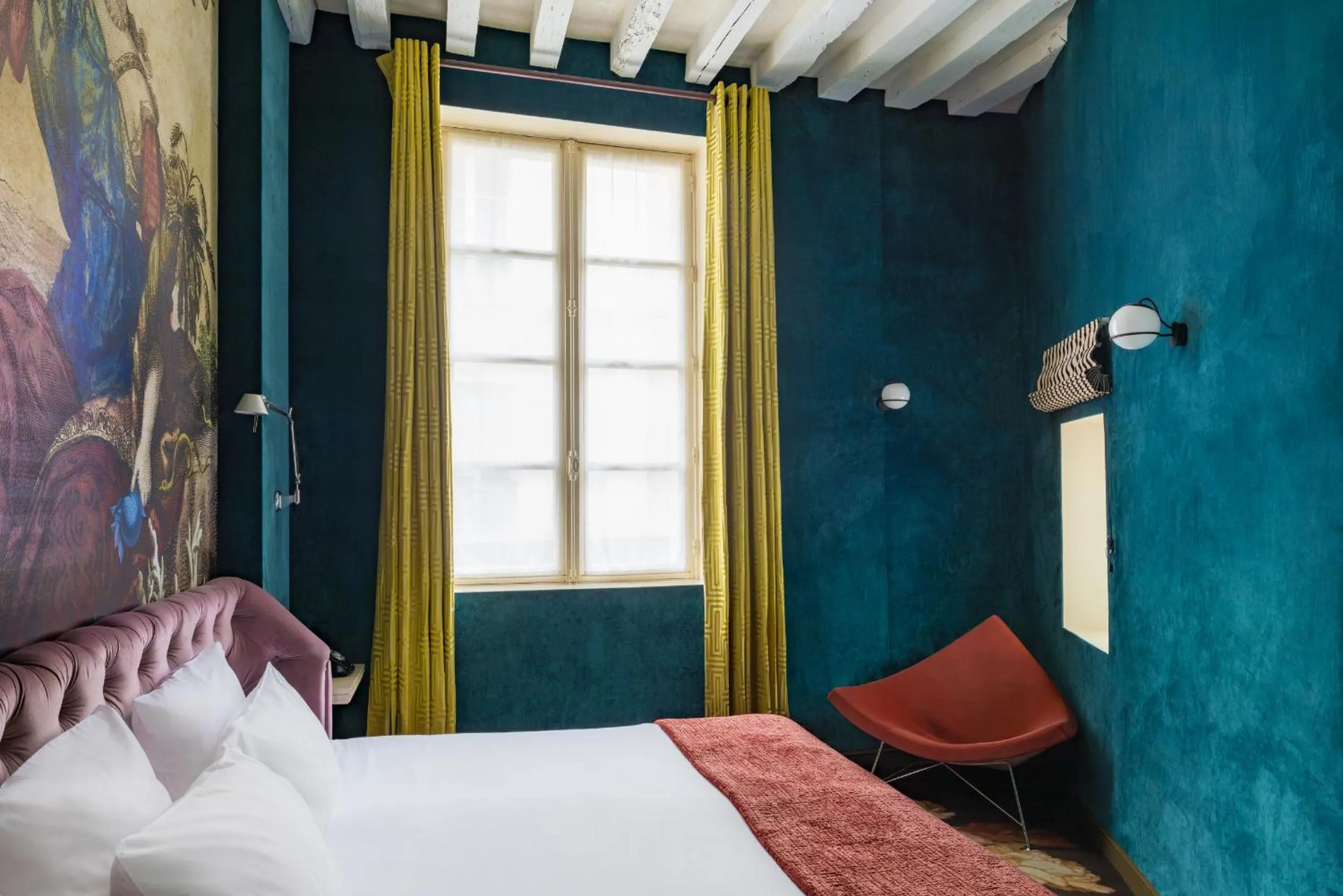 Bedroom, Bed in Hôtel du Petit Moulin, Haute Couture hotel by Lacroix