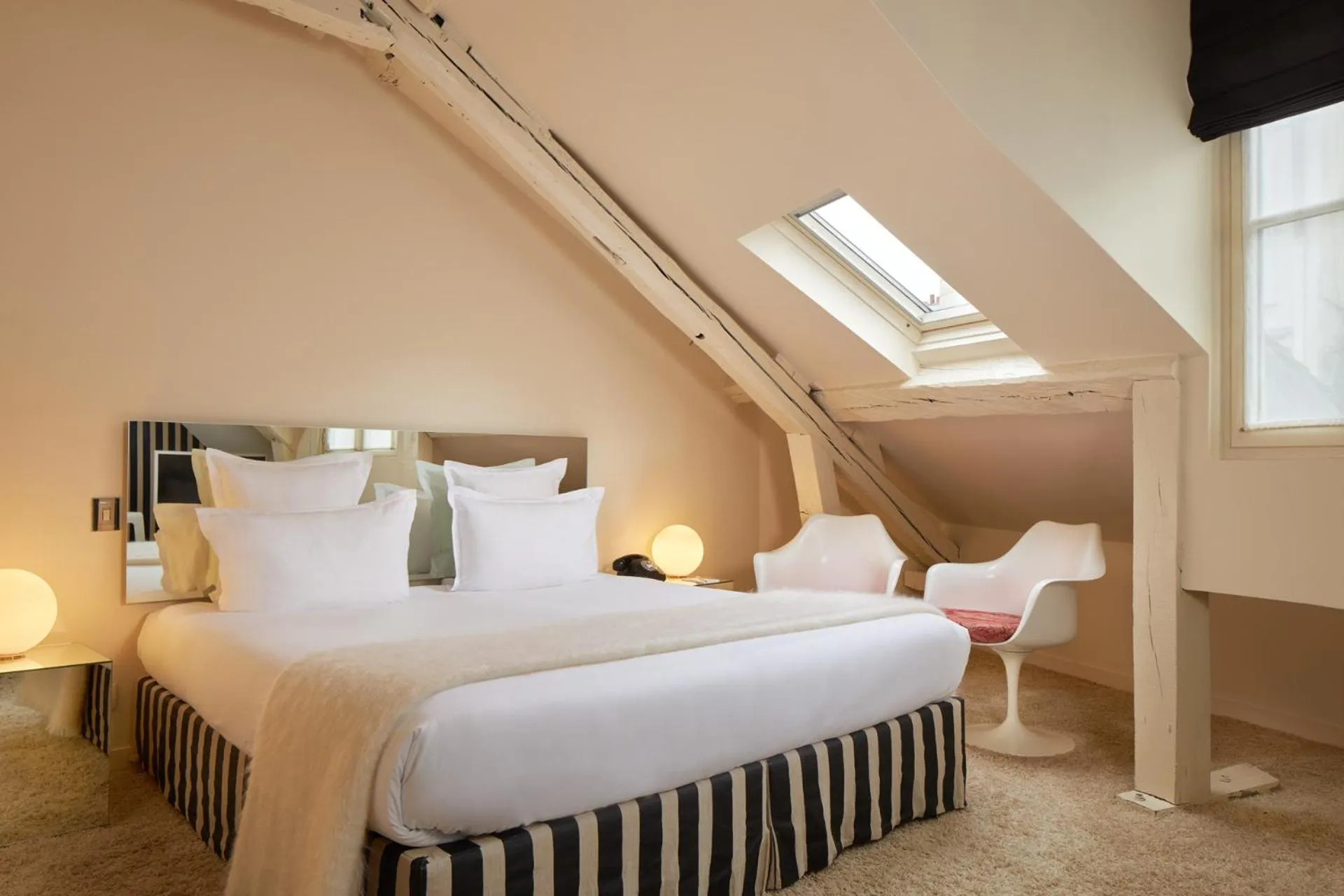 Bedroom, Bed in Hôtel du Petit Moulin, Haute Couture hotel by Lacroix