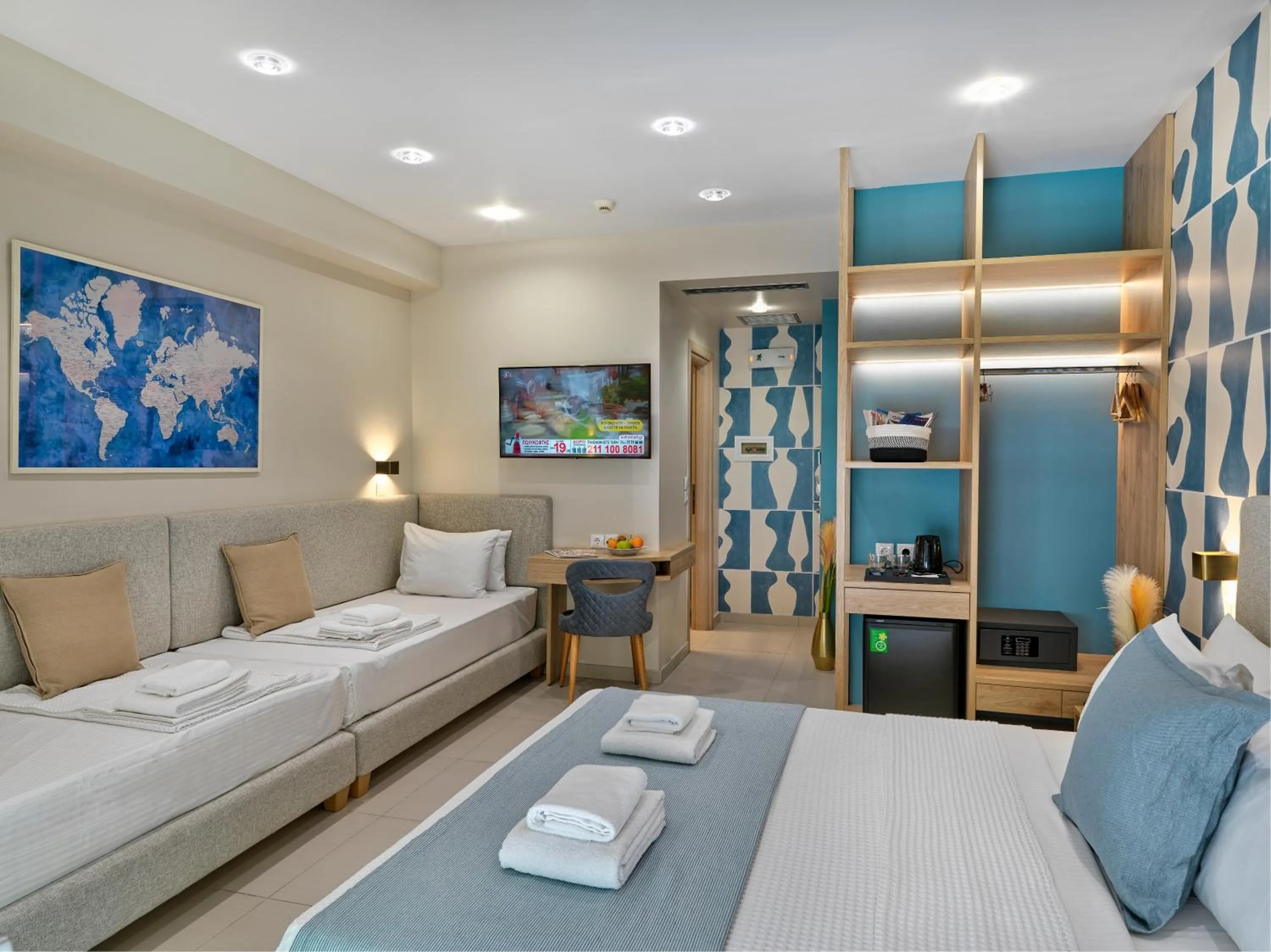 Bed in Phidias Piraeus Hotel