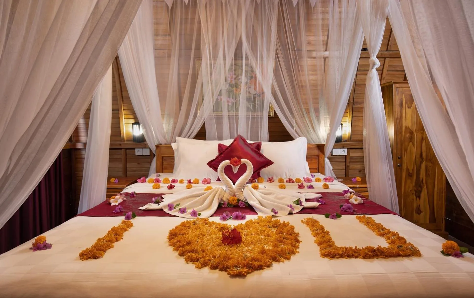 Bed in Santen Beach Bungalows