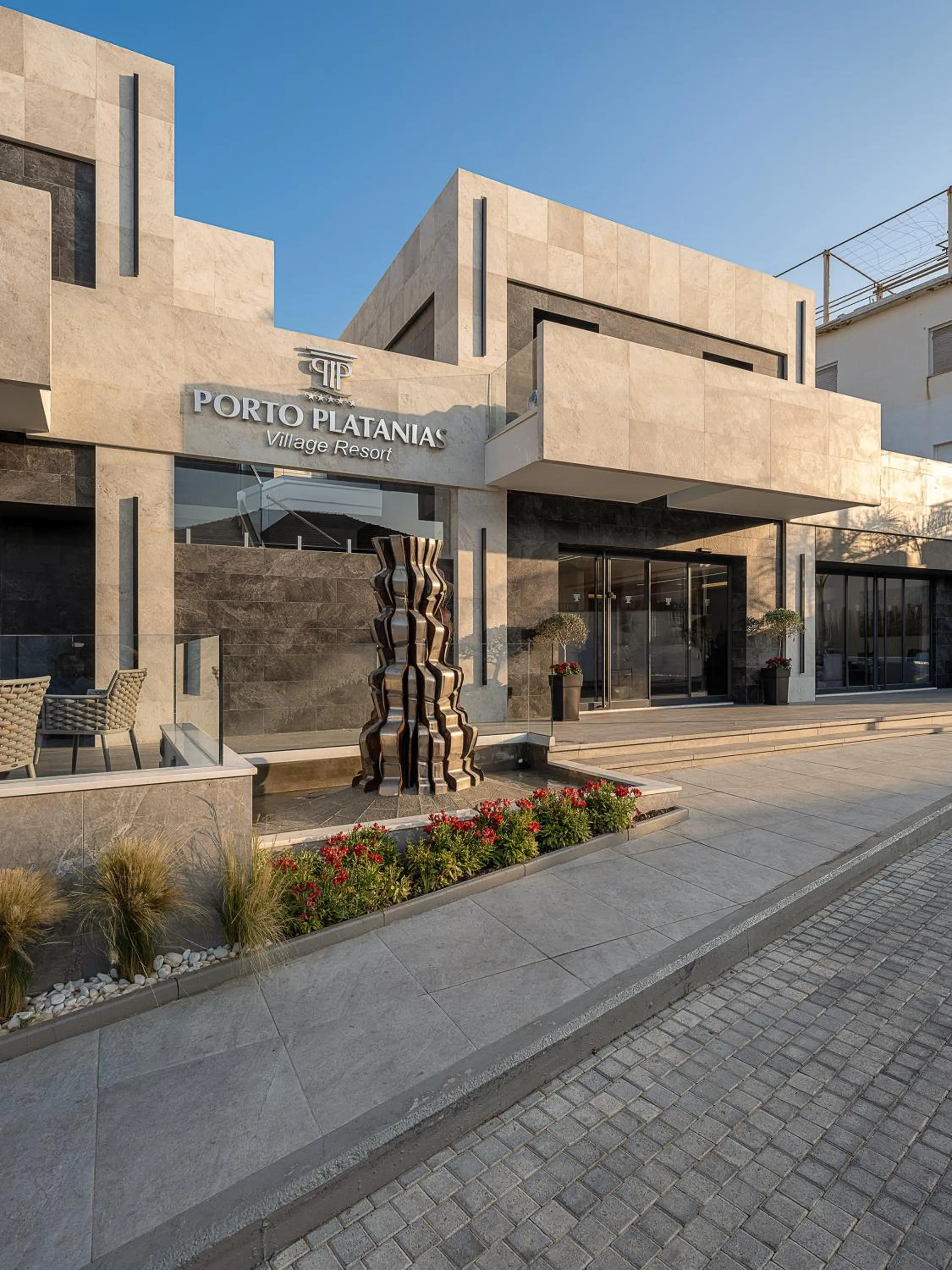 Facade/entrance in Porto Platanias Village Resort