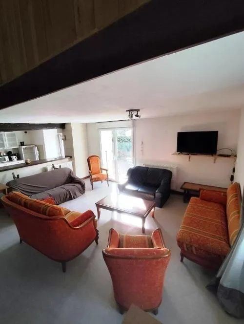 Communal lounge/ TV room, Bed in MOULIN DE LACHAUD - HOTEL et GITES