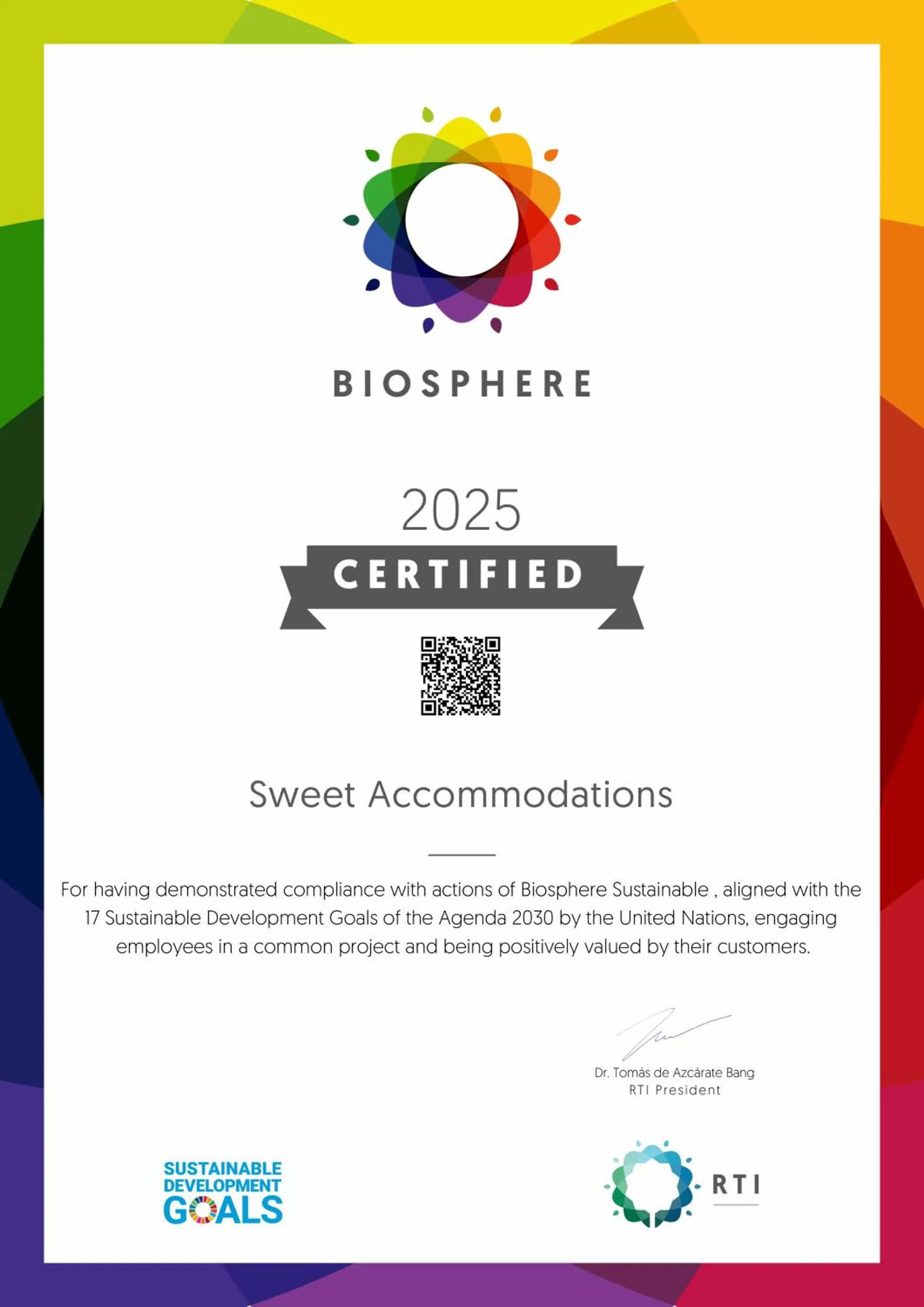 Certificate/Award in Sweet Sevilla Suites