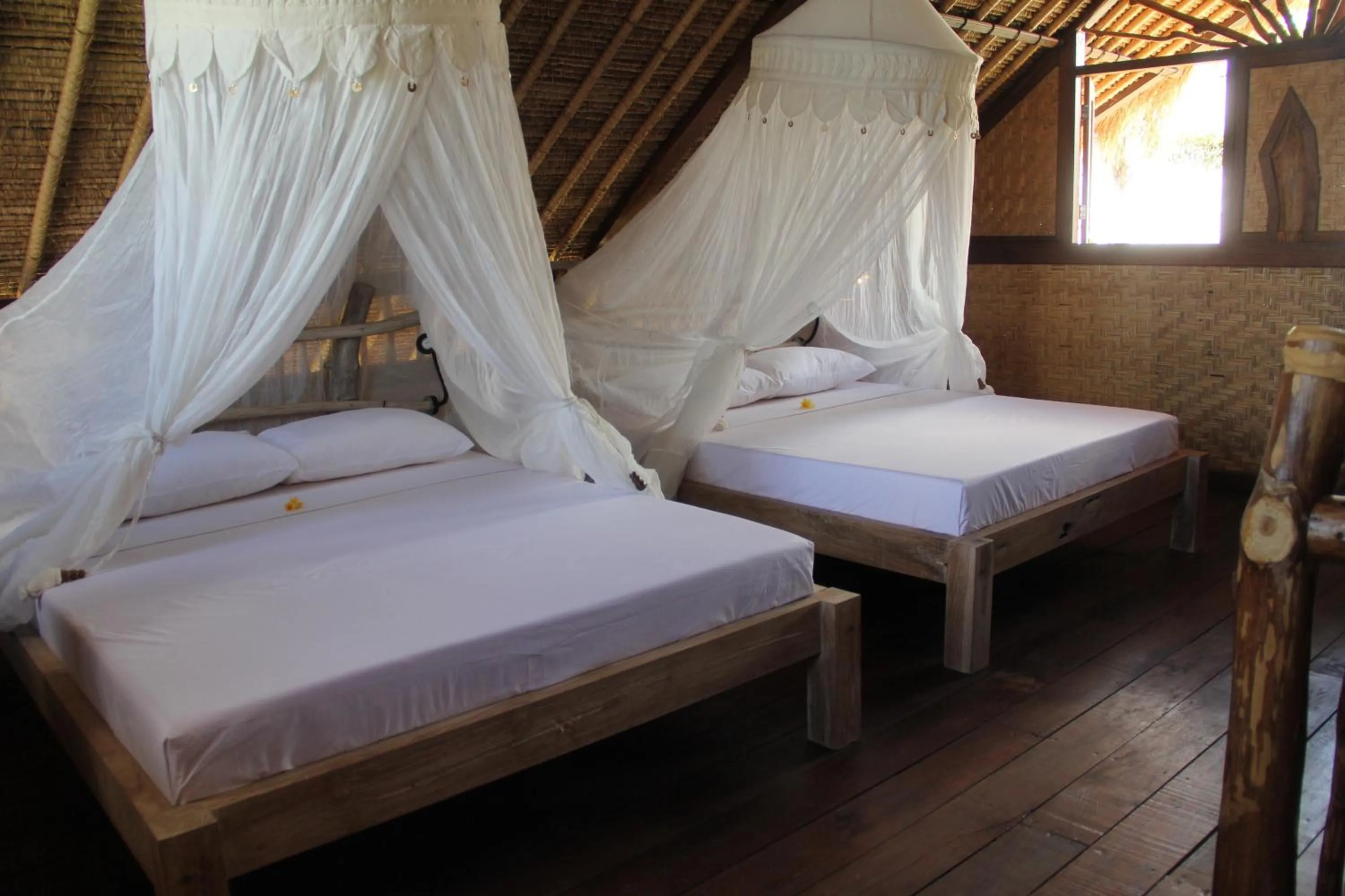 Swimming pool, Bed in The Calmtree Bungalows