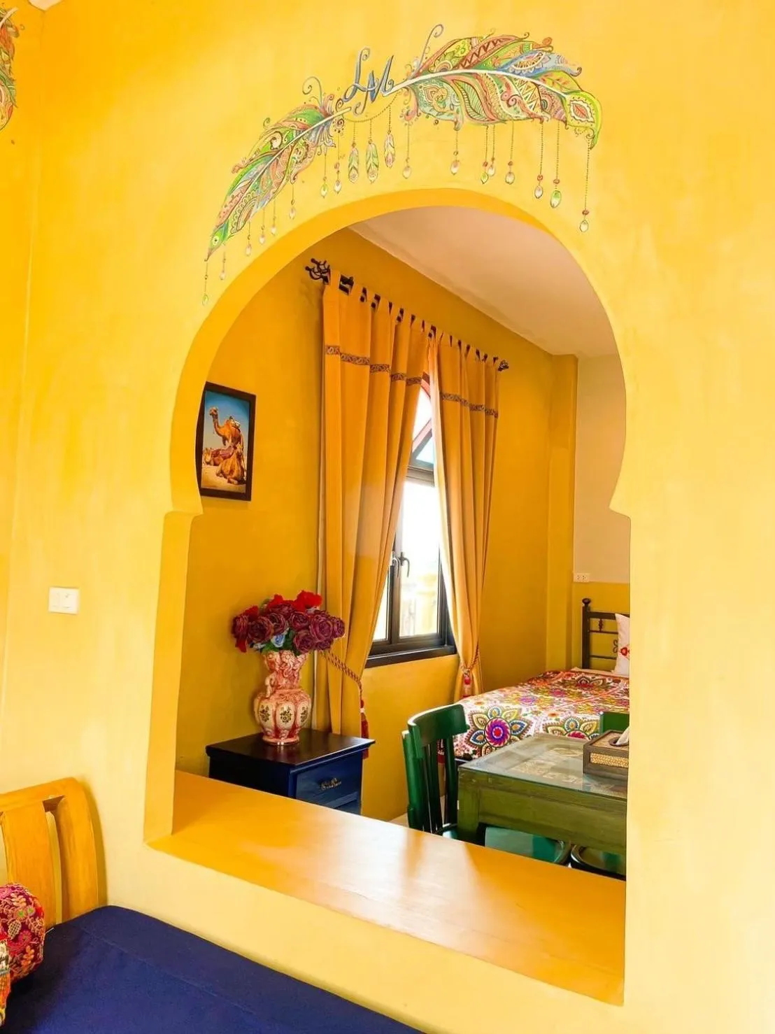 Bed in La Reina Maroc Hotel ปากช่อง เขาใหญ่