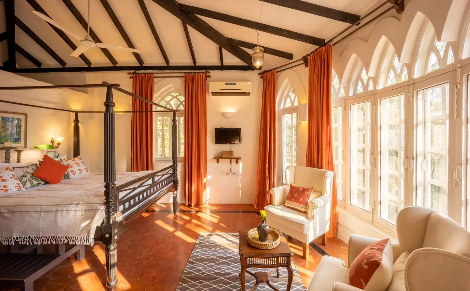 Seating area, Bed in Wildflower Goa