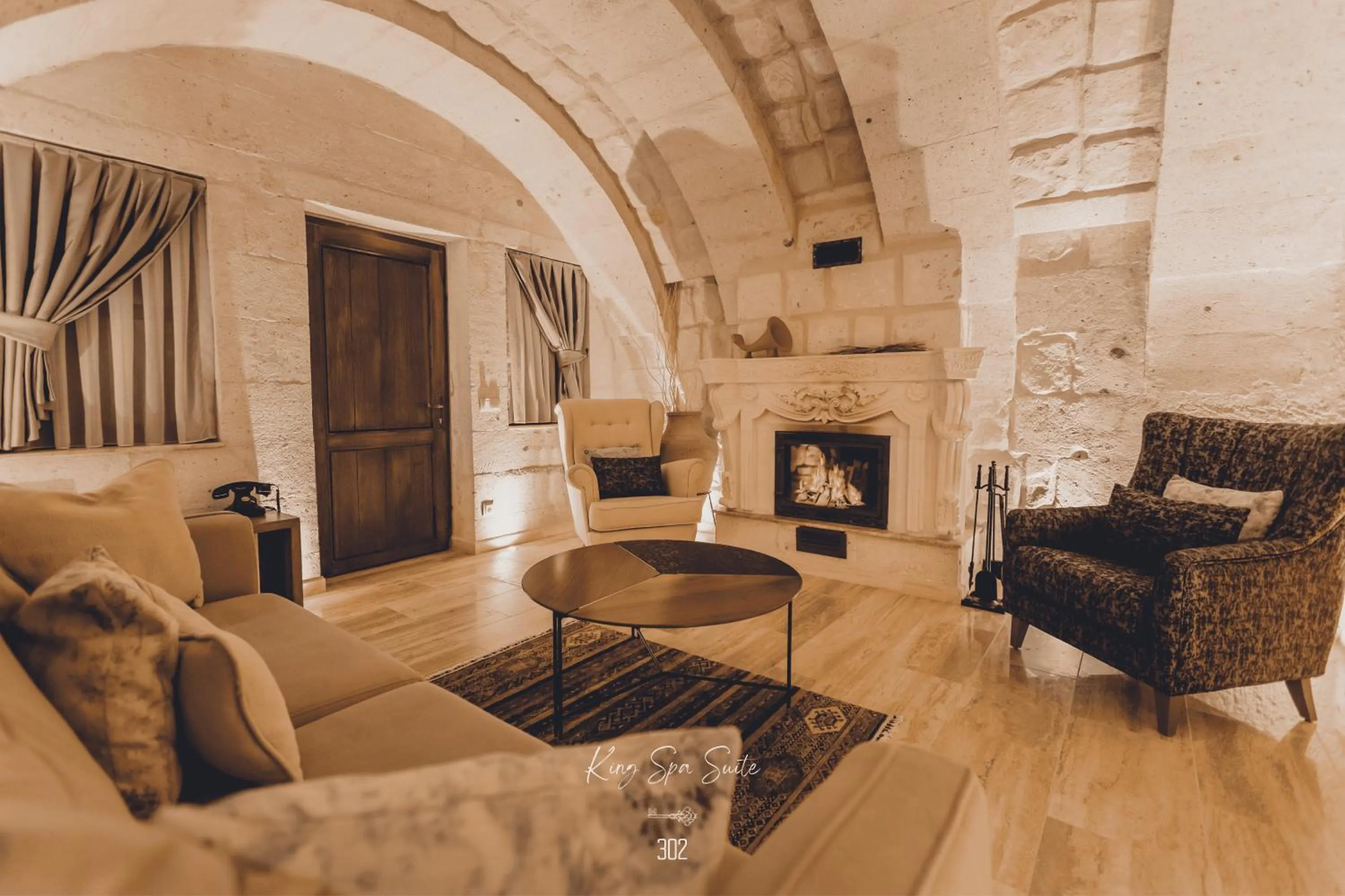 Living room in Nino Cave Suites