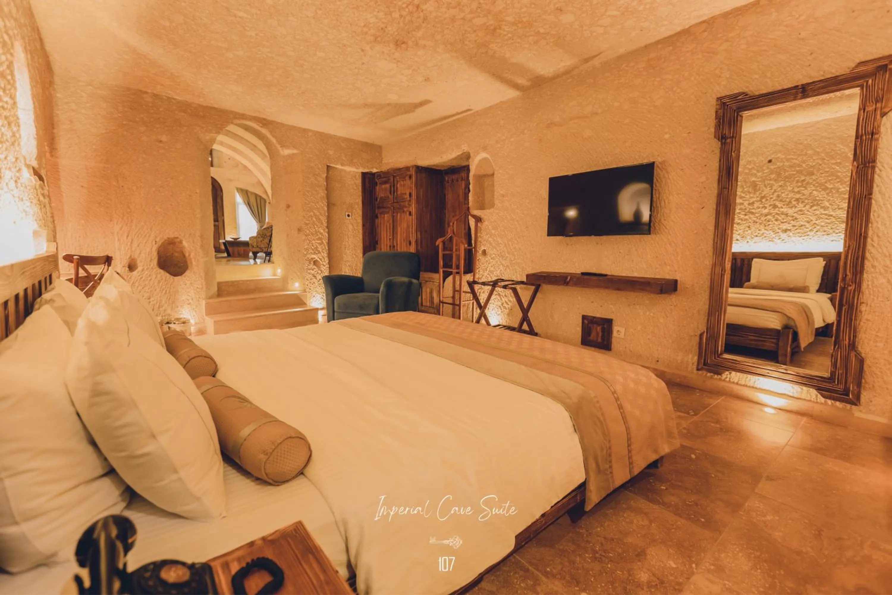 Bed in Nino Cave Suites