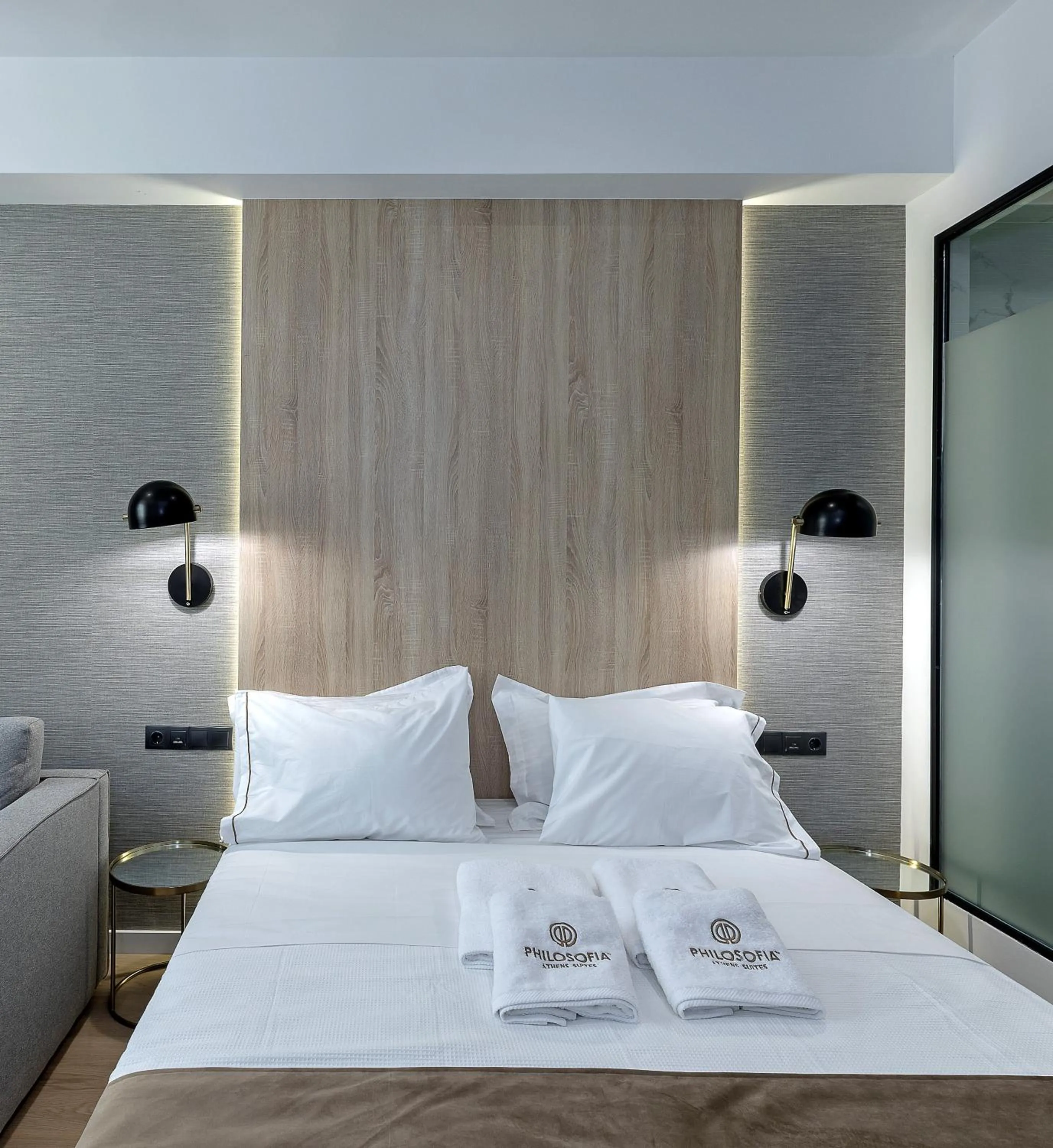 Bed in Philosofia Athens Suites