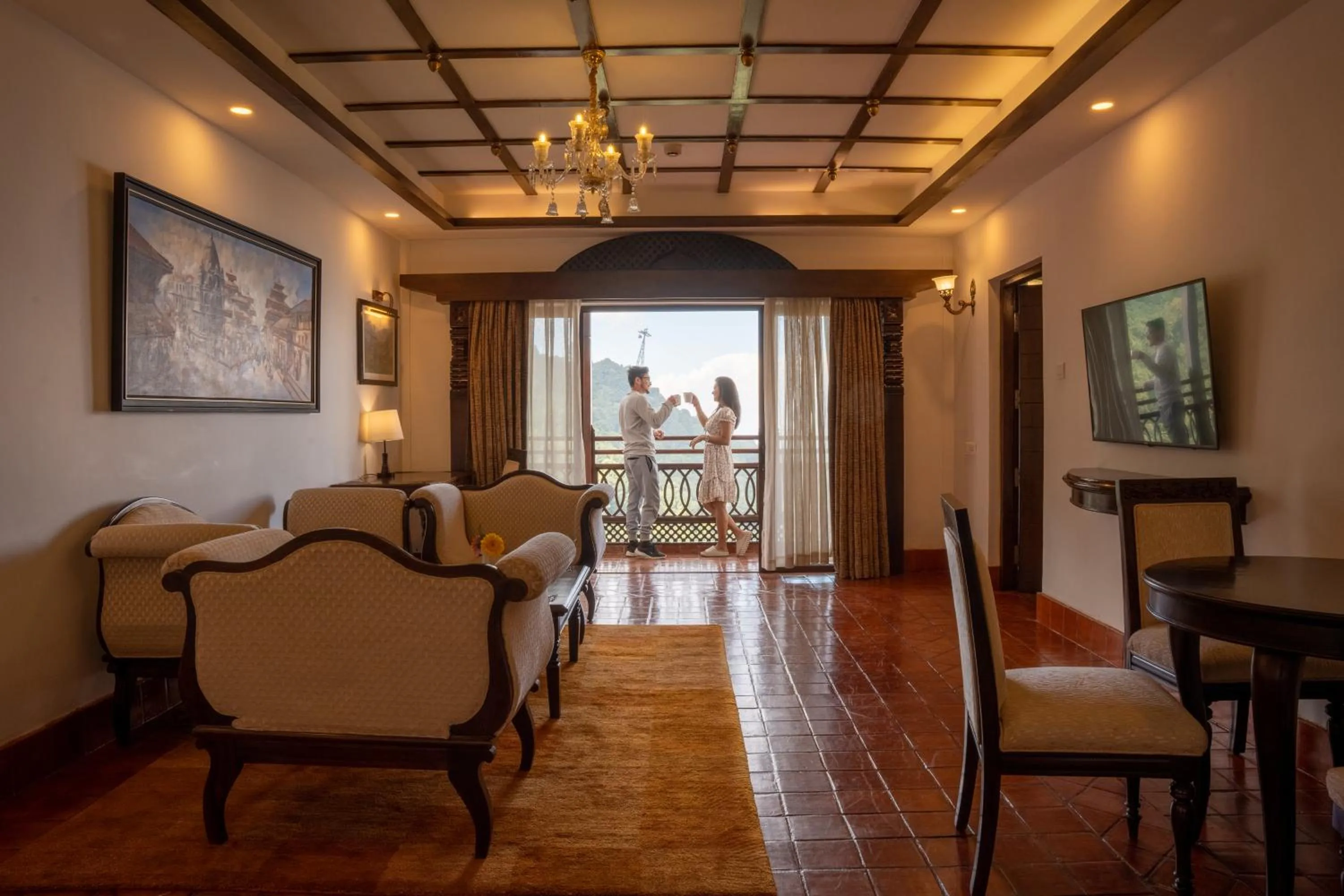 Living room in Chandragiri Hills Resort Kathmandu-Luxury in the Clouds