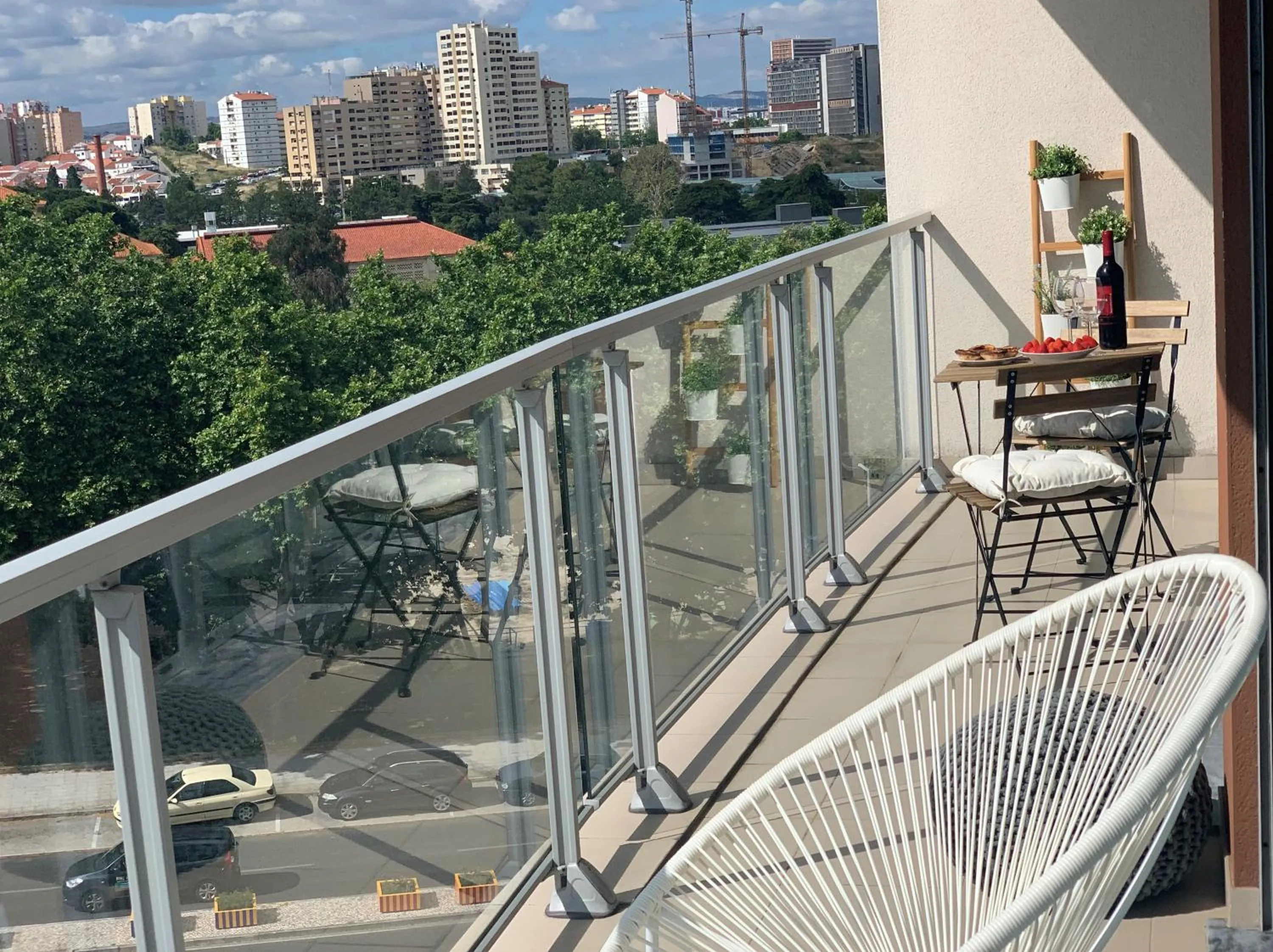 Balcony/Terrace in Charming Apartment with Balcony & Pool