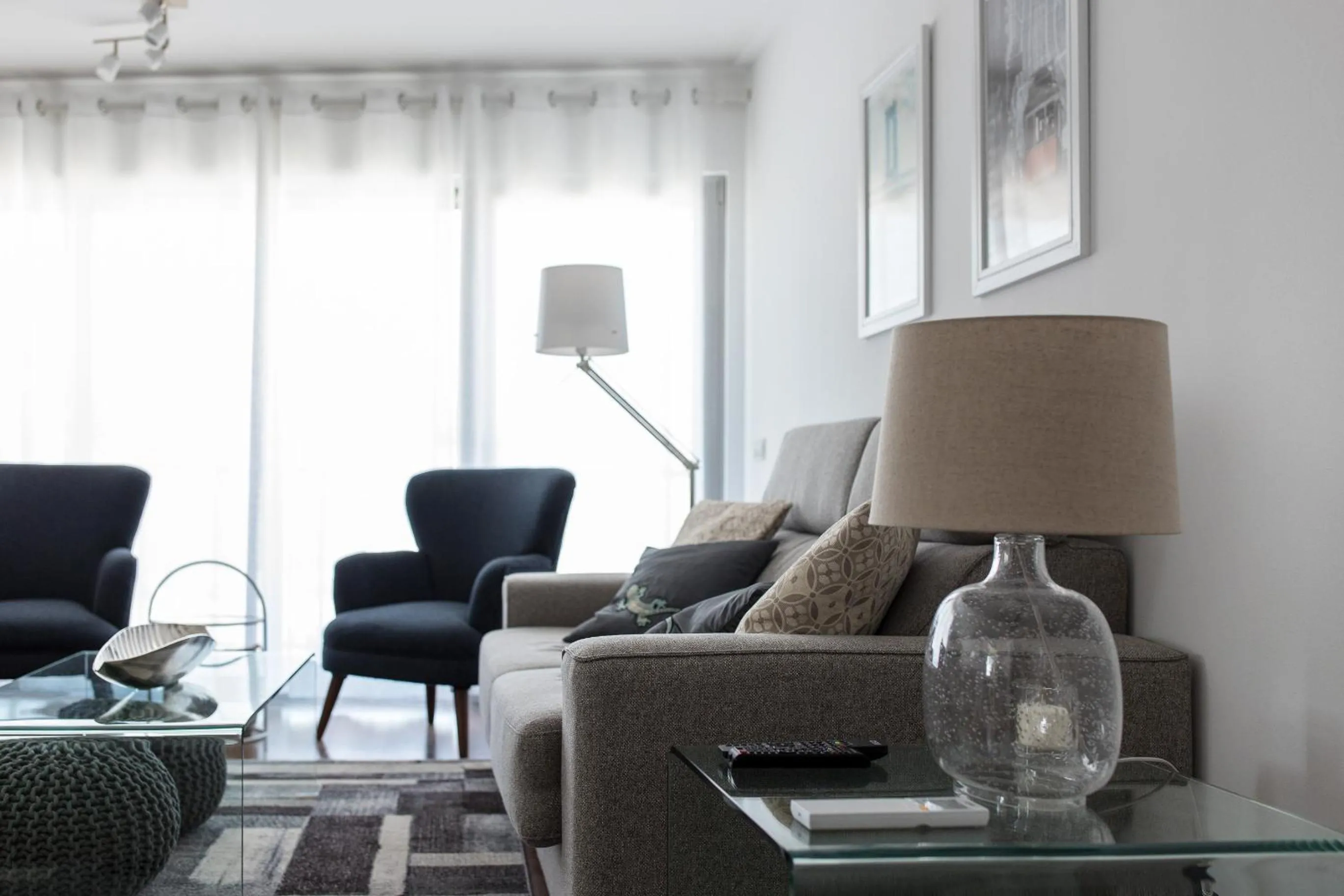 Living room in Charming Apartment with Balcony & Pool