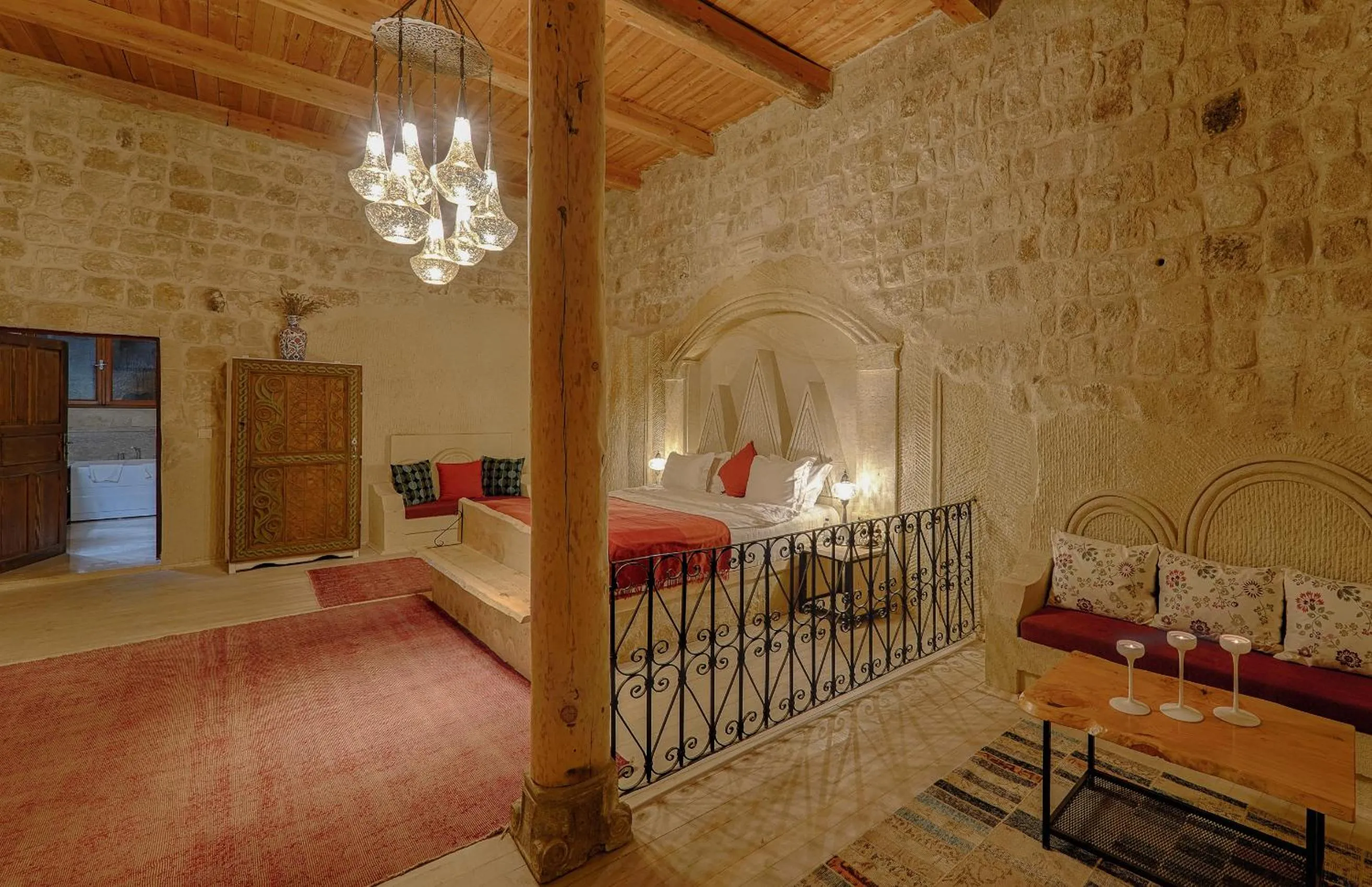 Bed in Taru Cave Suites