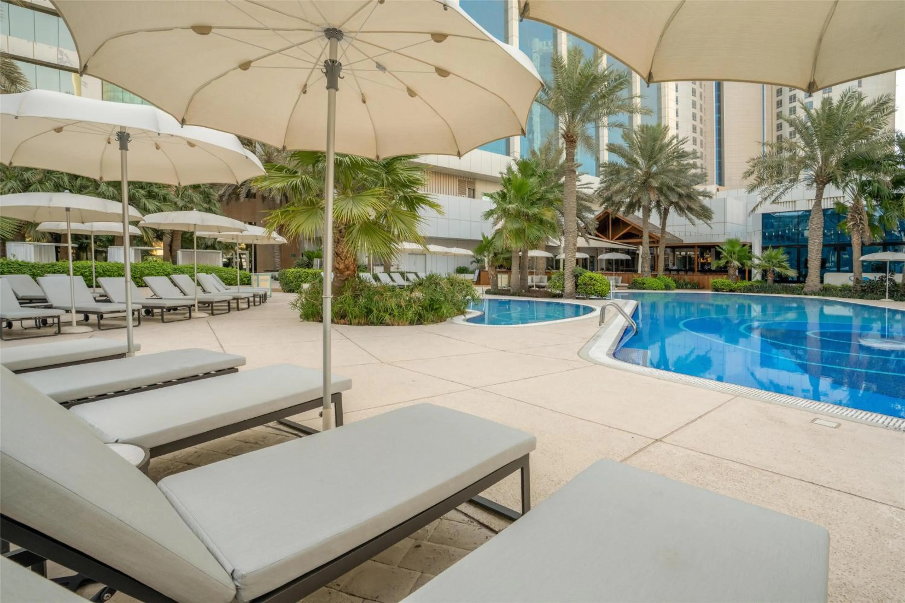 Pool view in The Diplomat Radisson Blu Hotel Residence & Spa