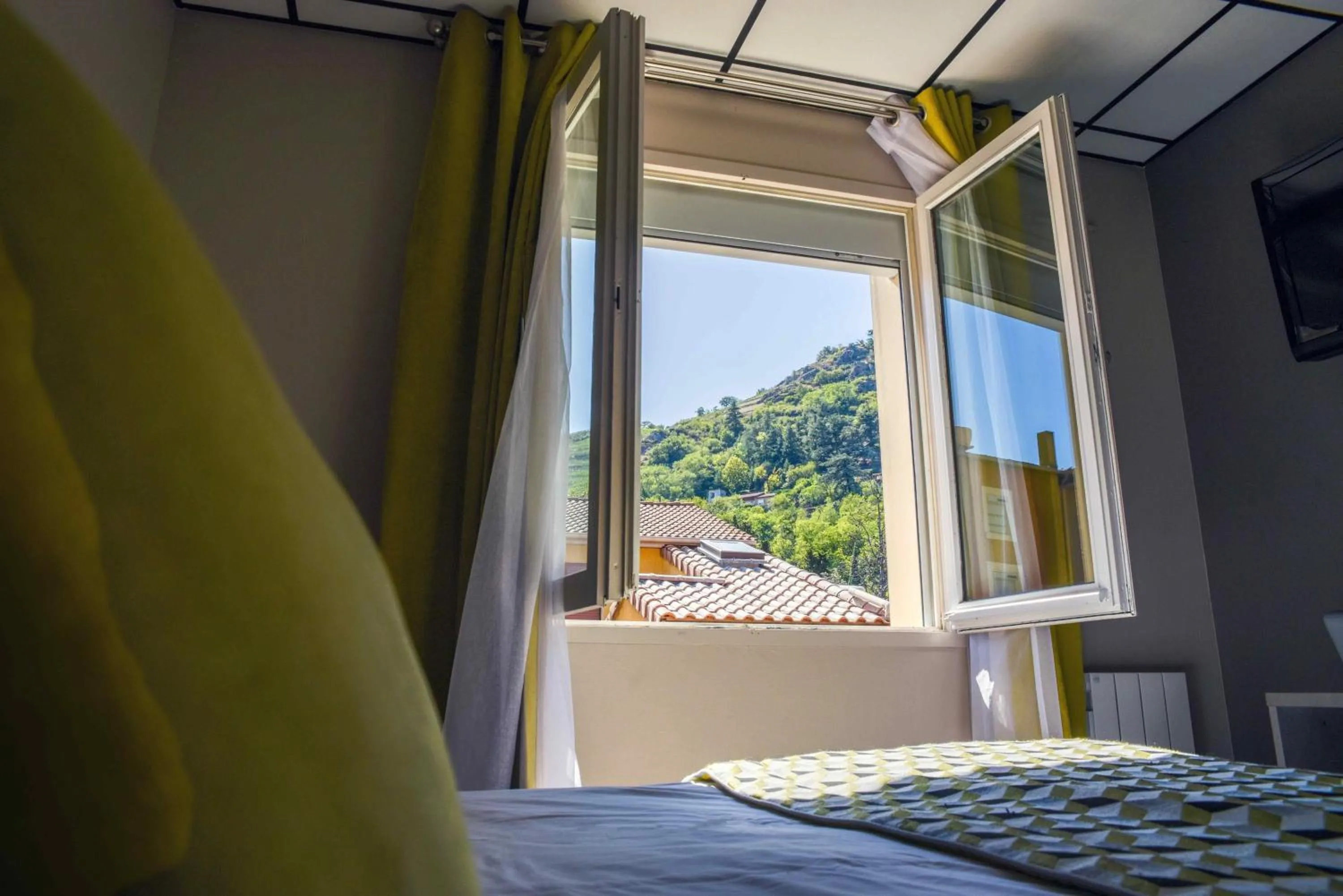 Mountain view, Bed in Logis Hôtel Restaurant Azalées