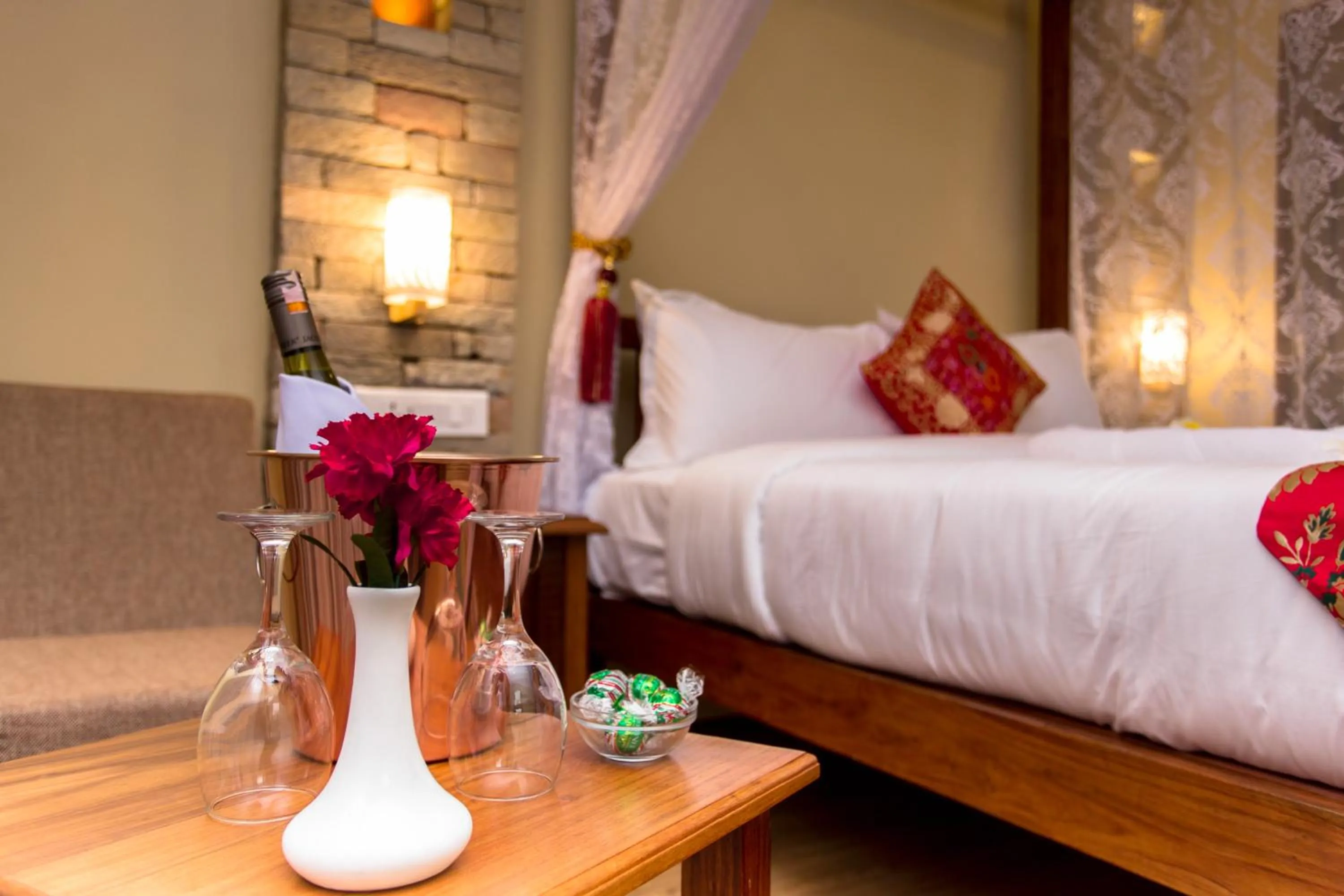 Bed in Hotel Mala Pokhara