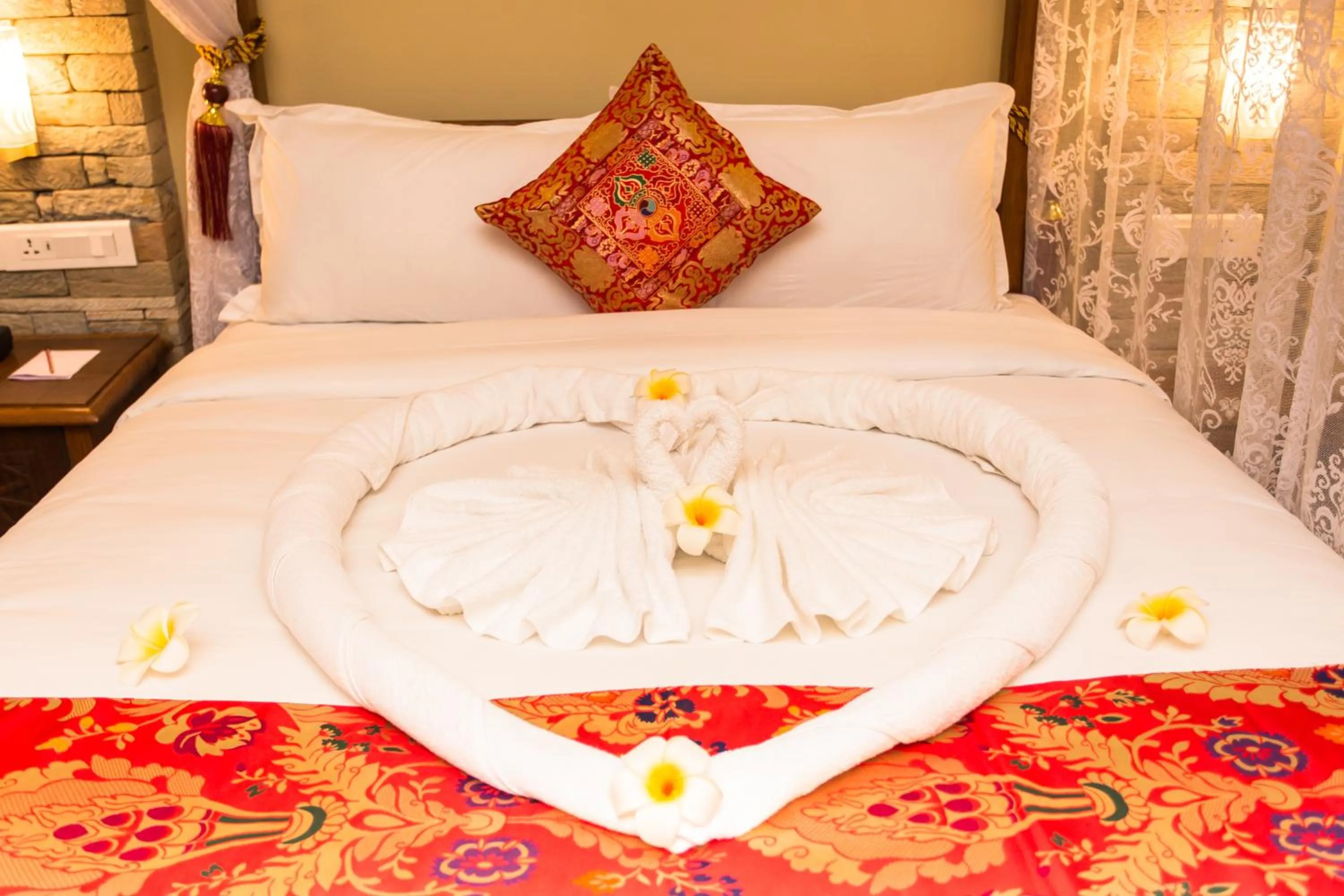 Bed in Hotel Mala Pokhara