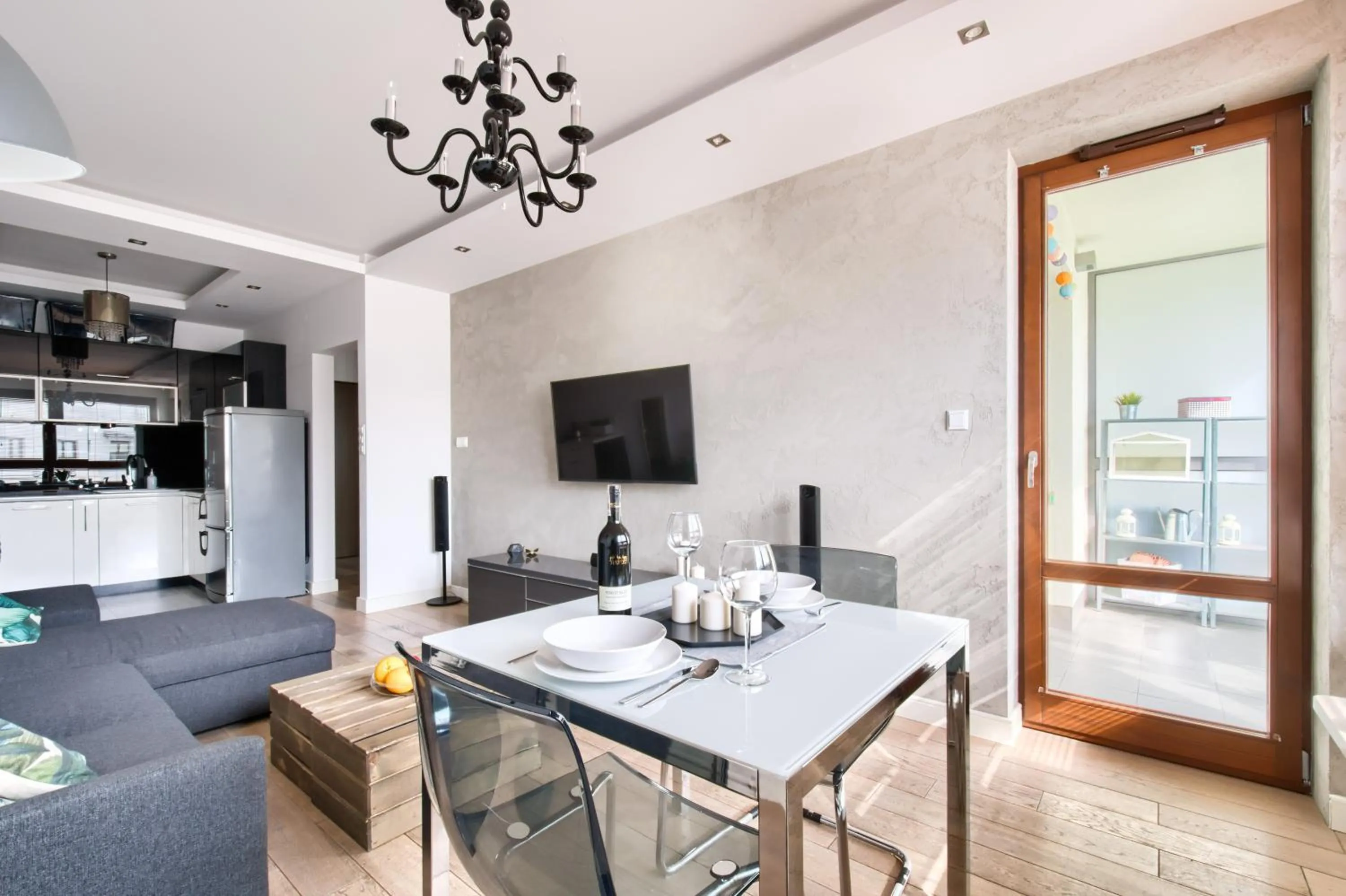 Living room in Warsaw Night Apartments Giełdowa