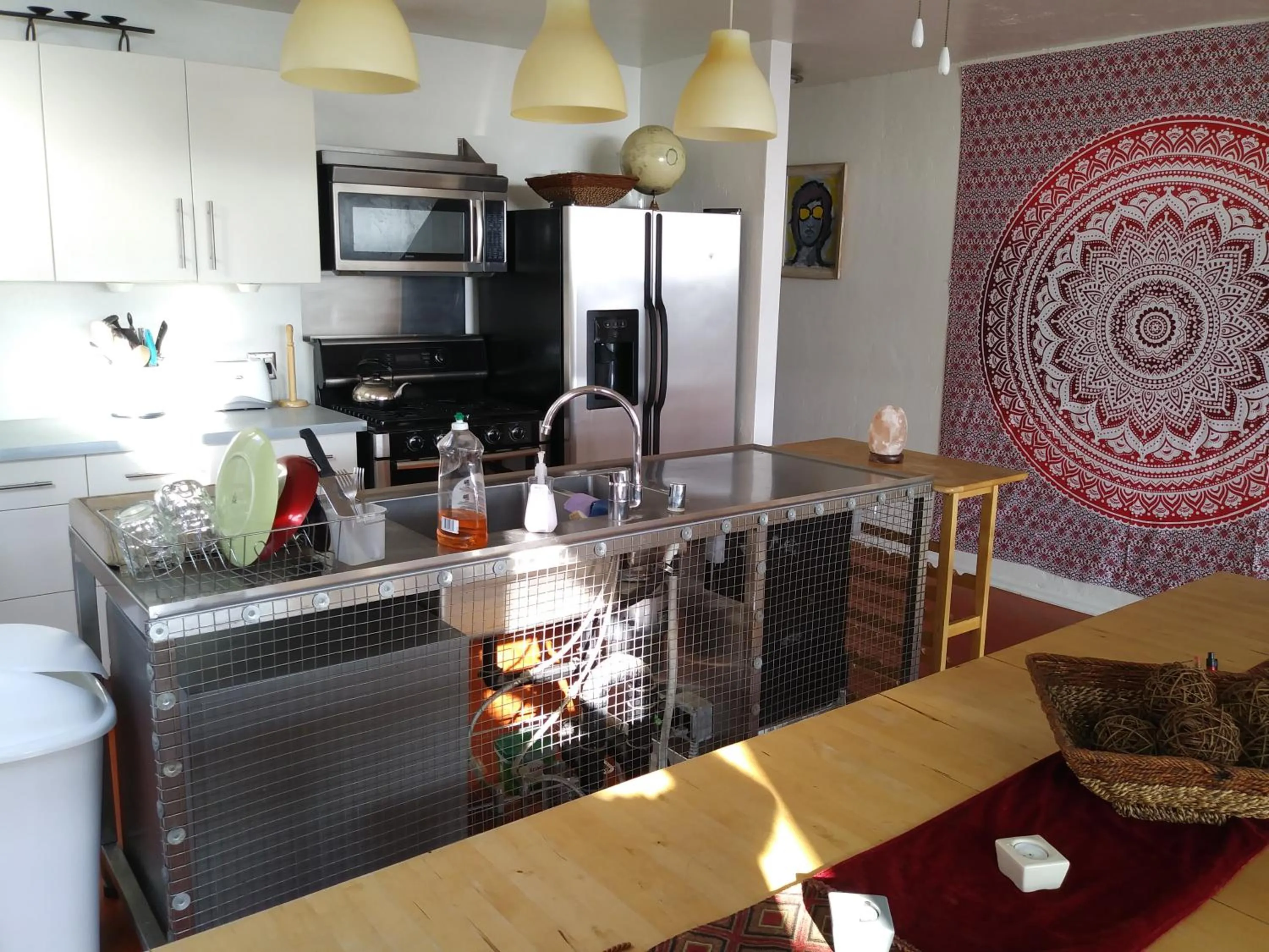 Kitchen or kitchenette in Ocean Front Vortex Female Hostel private rooms Free bikes