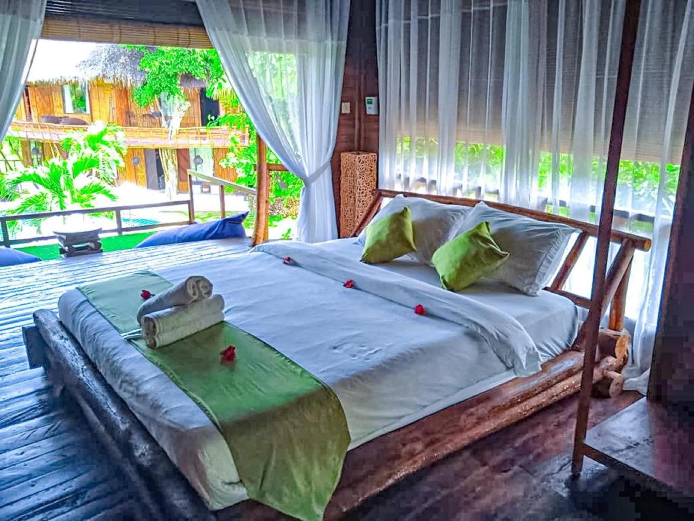 Pool view, Bed in Gading Tree House