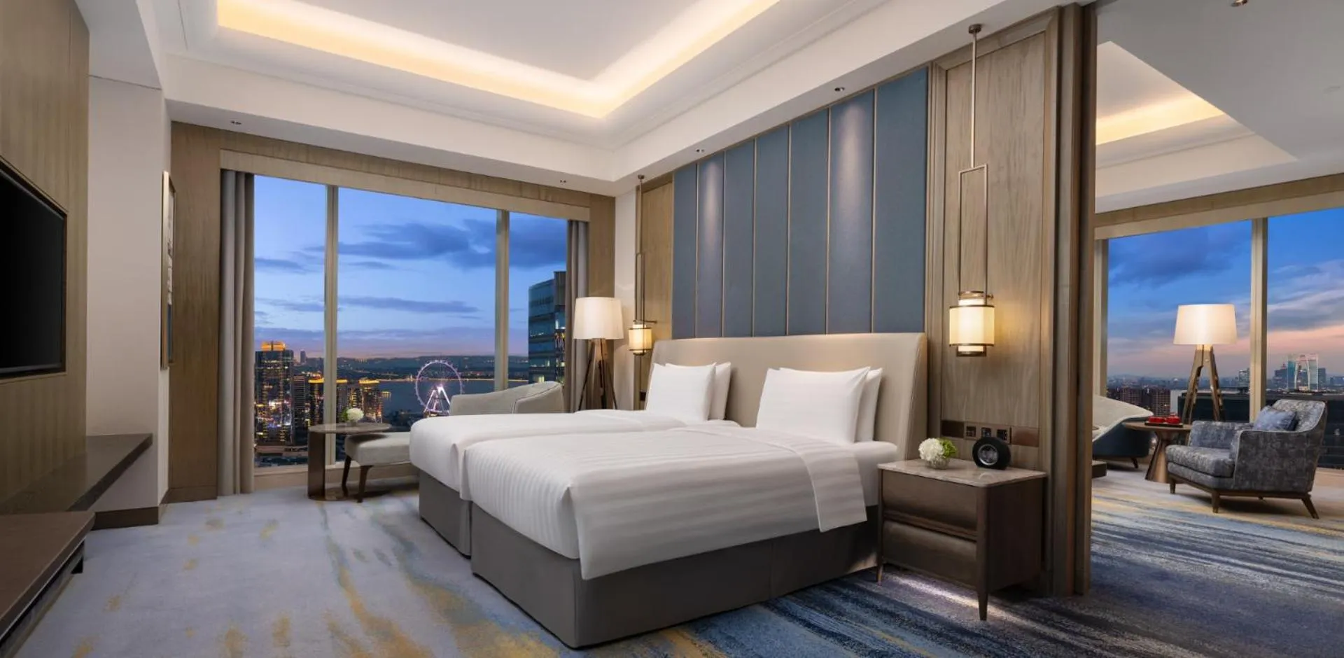 Photo of the whole room, Bed in Shangri-La Yuanqu, Suzhou