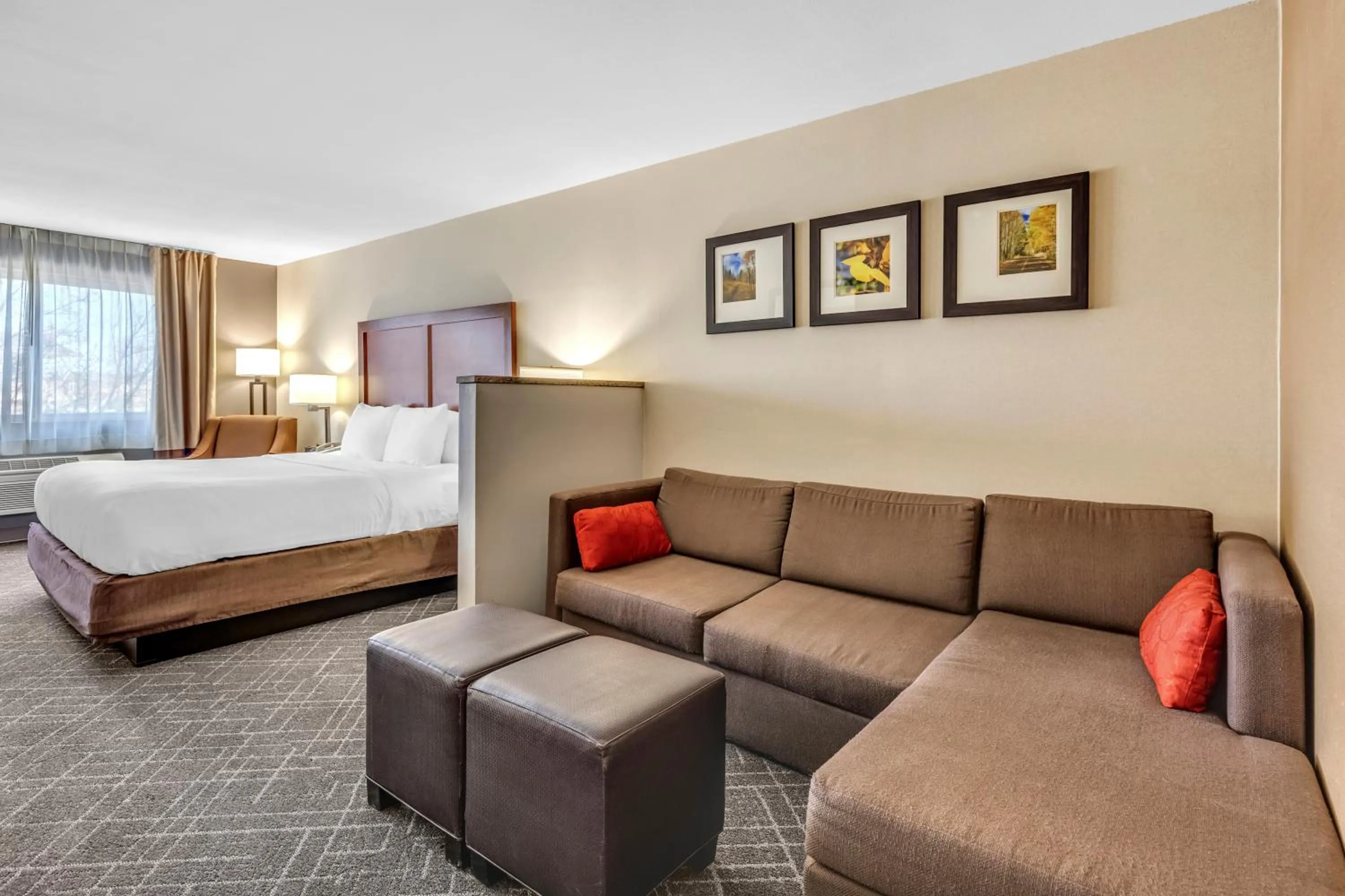 Seating area, Bed in Comfort Inn Denver West Arvada Station