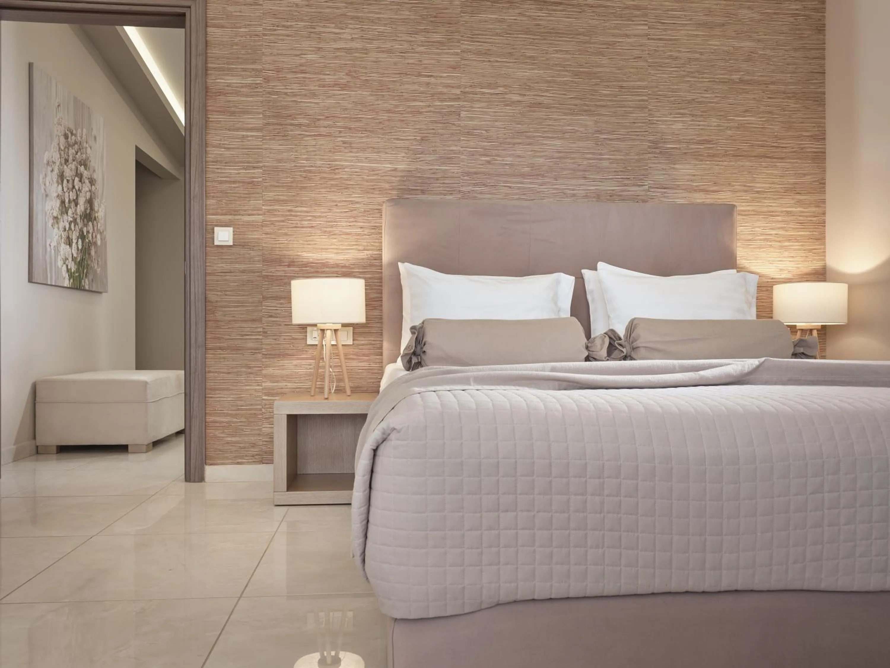 Bed in Koukounaria Hotel & Suites