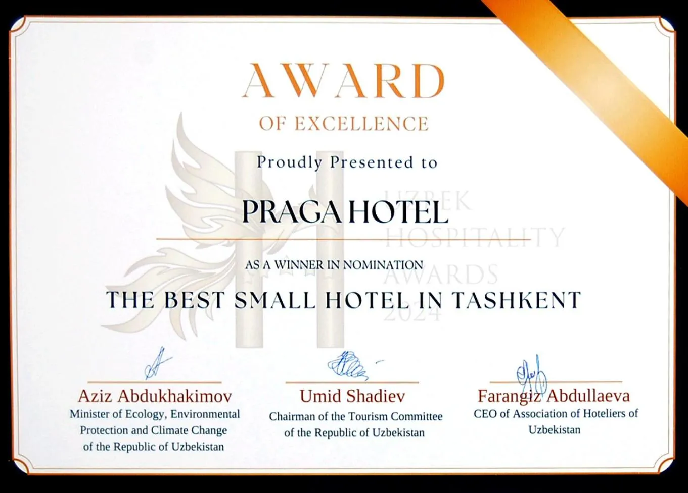 Certificate/Award in Praga Hotel
