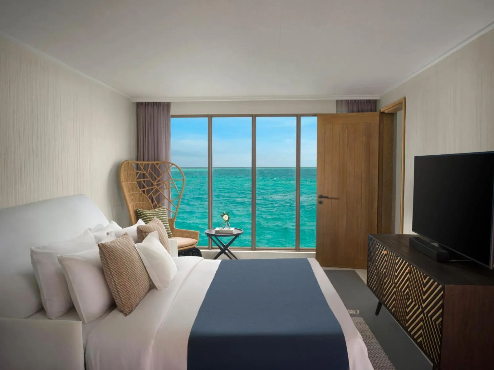 Bedroom, Bed in Intercontinental Maldives Maamunagau Resort with Club benefits by IHG