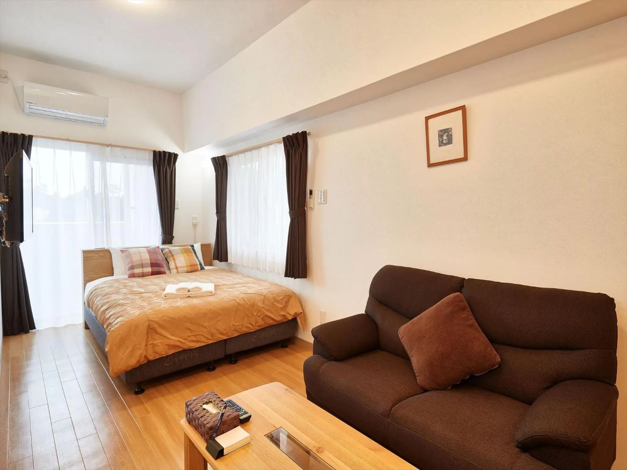Photo of the whole room, Bed in M´s Stay Okinawa
